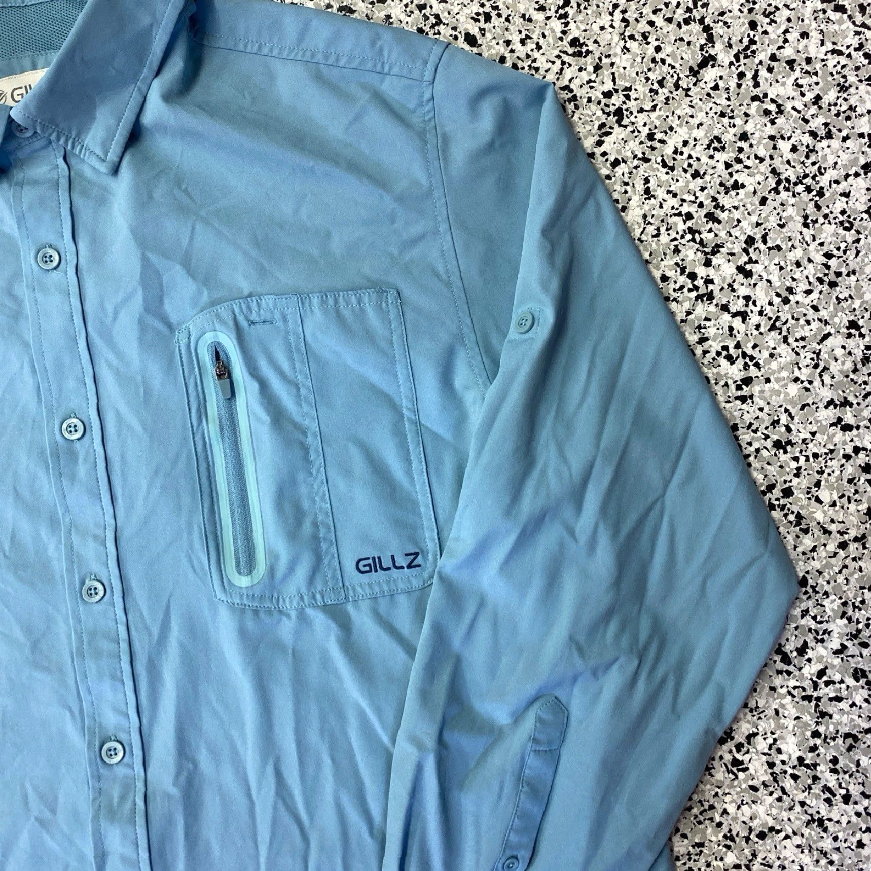 Vintage Gillz Button-Down Shirt Mens XL Blue Long Sleeve Vented Outdoor Fishing Size US L / EU 52-54 / 3 - 2 Thumbnail