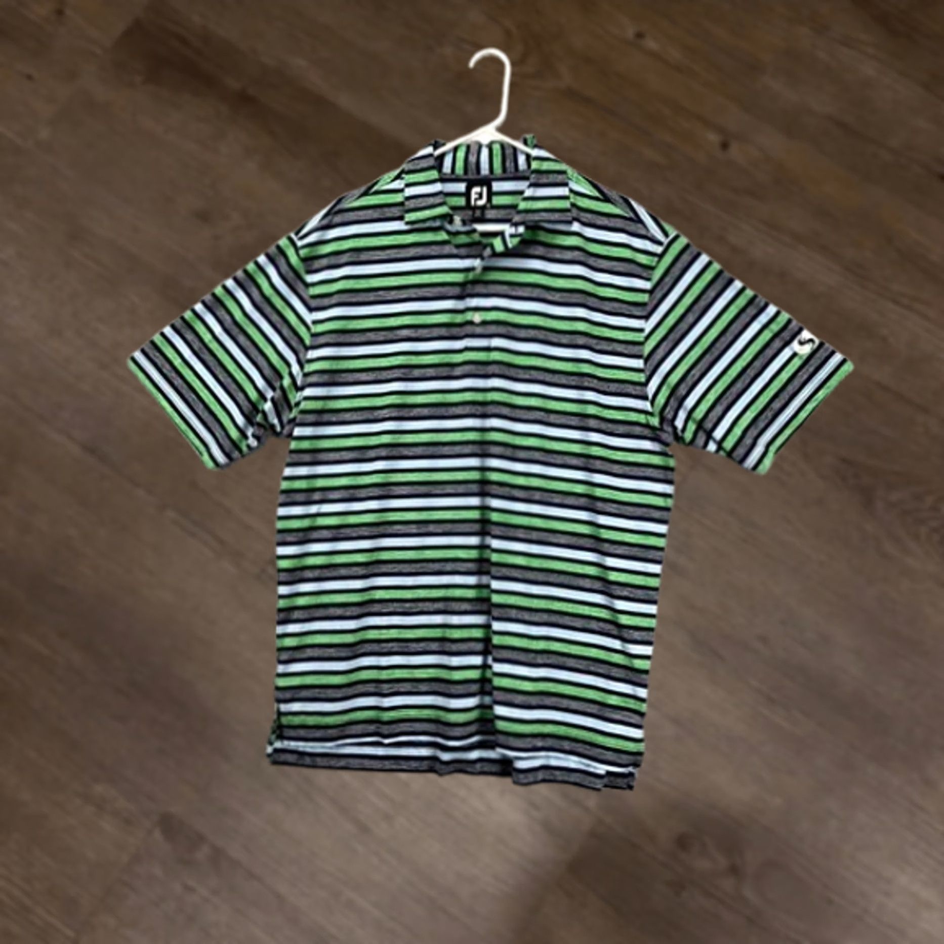 Footjoy FootJoy FJ Shirt Polo Men Large Green Multicolor Striped Short Sleeve Golf Rugby Logo Size US L / EU 52-54 / 3 - 1 Thumbnail