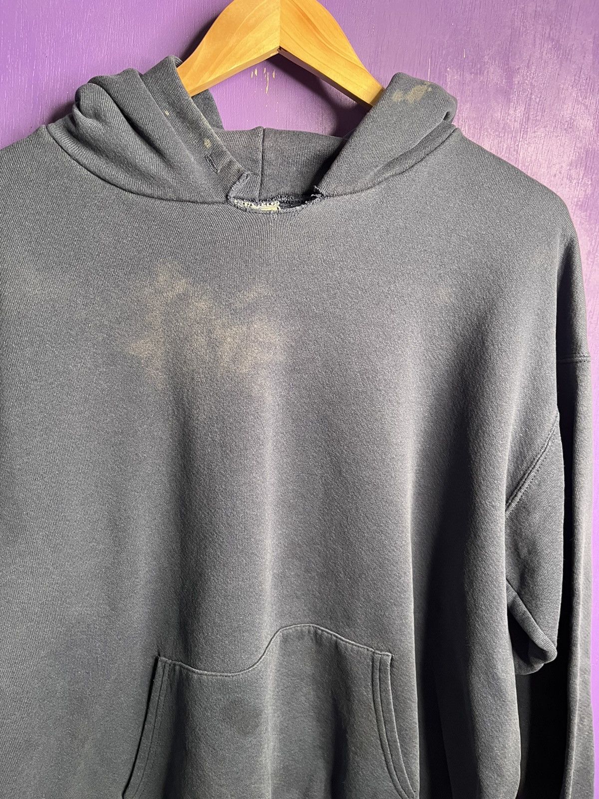 Vintage Vintage 90s Essential faded navy blank hoodie Size US XL / EU 56 / 4 - 3 Thumbnail