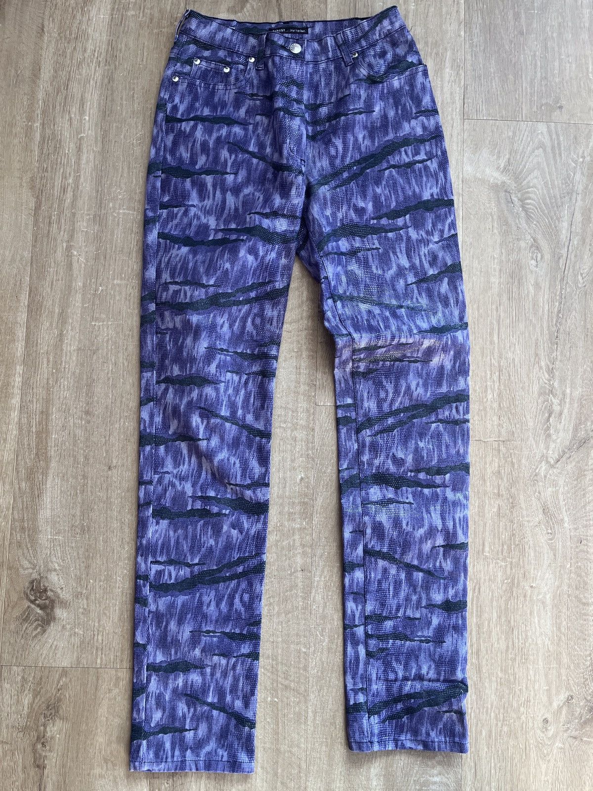 Vintage Ernest Blue Jeans Cheetah Print Leopard Violet 38 Size 27" / US 4 / IT 40 - 1 Thumbnail