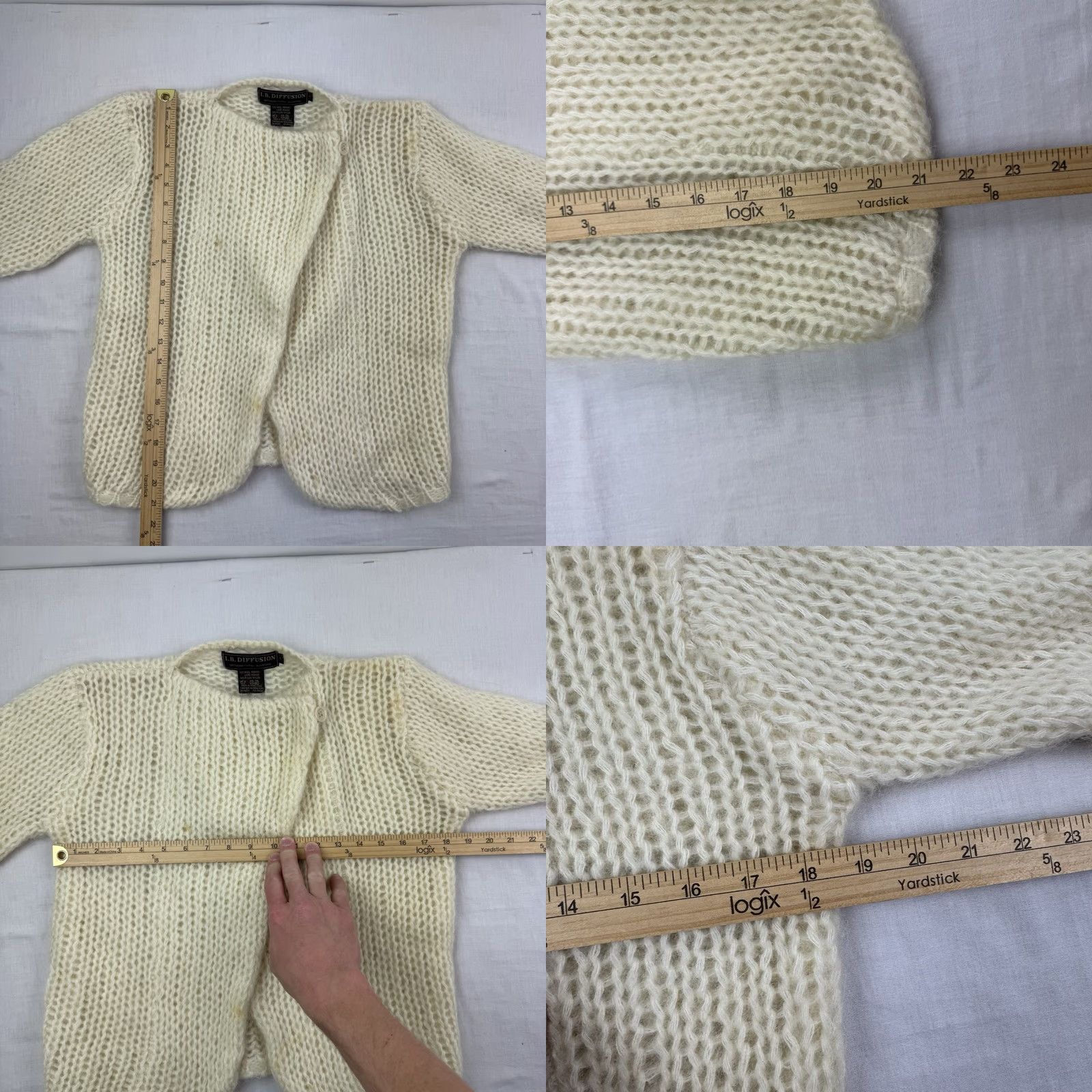 Vintage VINTAGE IB Diffusion Sweater Womens M Knit Mohair Wool Ivory 90s Hipster Shrug Mens Womens Girls Boys Size M / US 6-8 / IT 42-44 - 8 Thumbnail
