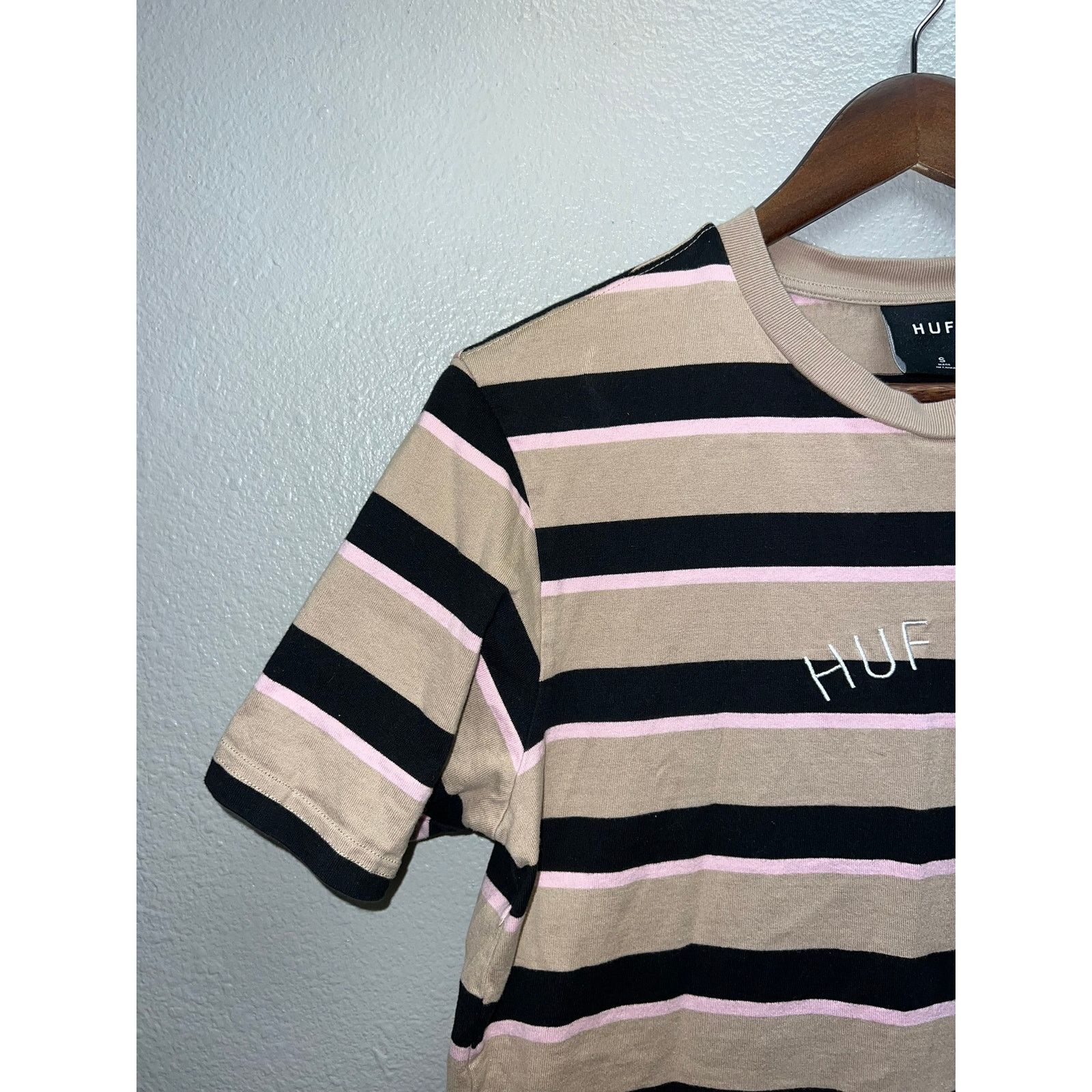 Huf HUF Shirt Brown Black Pink Striped HUF USA Mens Small Size US S / EU 44-46 / 1 - 4 Thumbnail