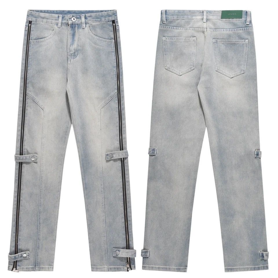 Japanese Brand × Vintage Half Fake Zippers Jeans Slim Funny Streetwear Denim Pants Size US 32 / EU 48 - 4 Thumbnail