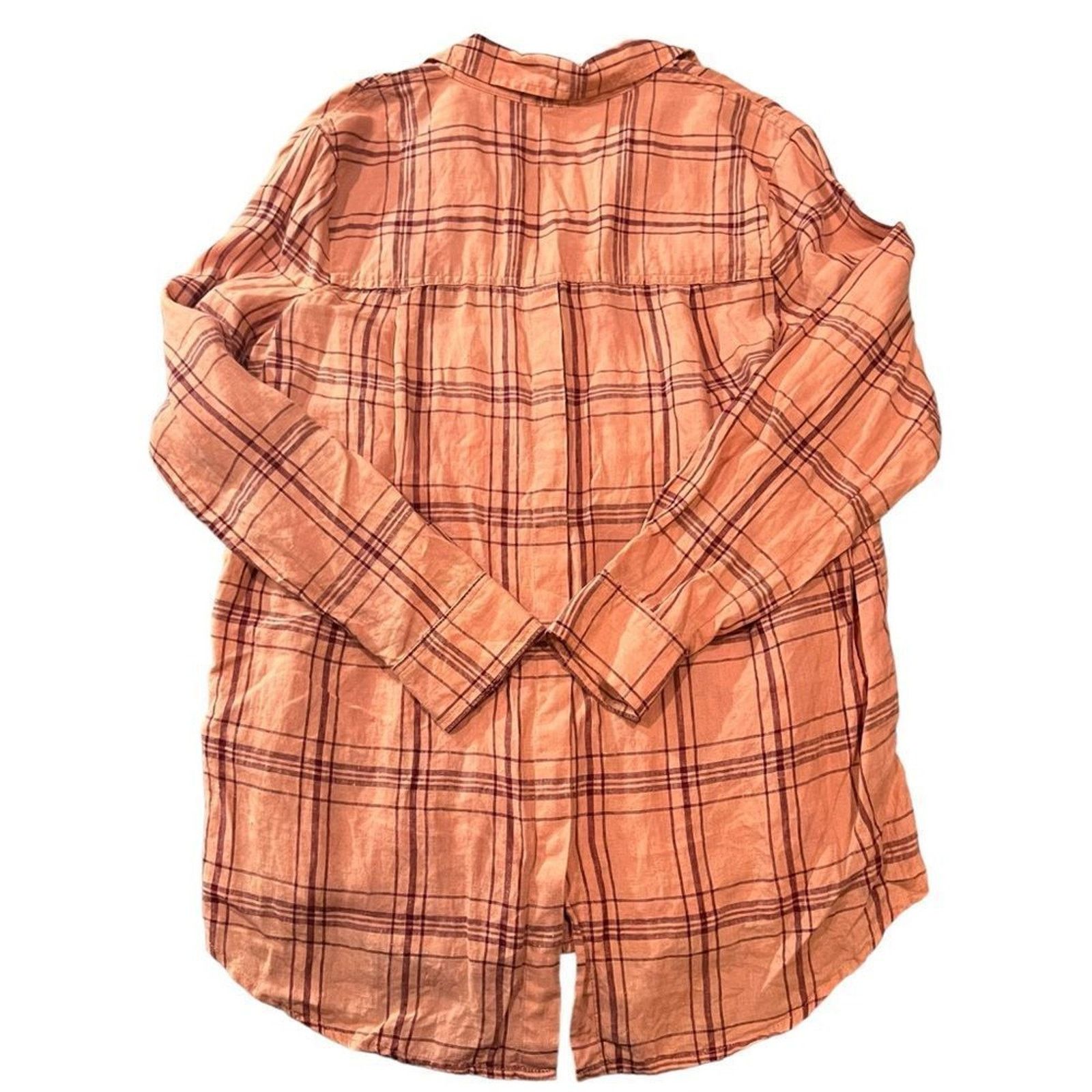 Free People Free People Overshirt Womens Small Orange Plaid Button Front Size S / US 4 / IT 40 - 4 Thumbnail