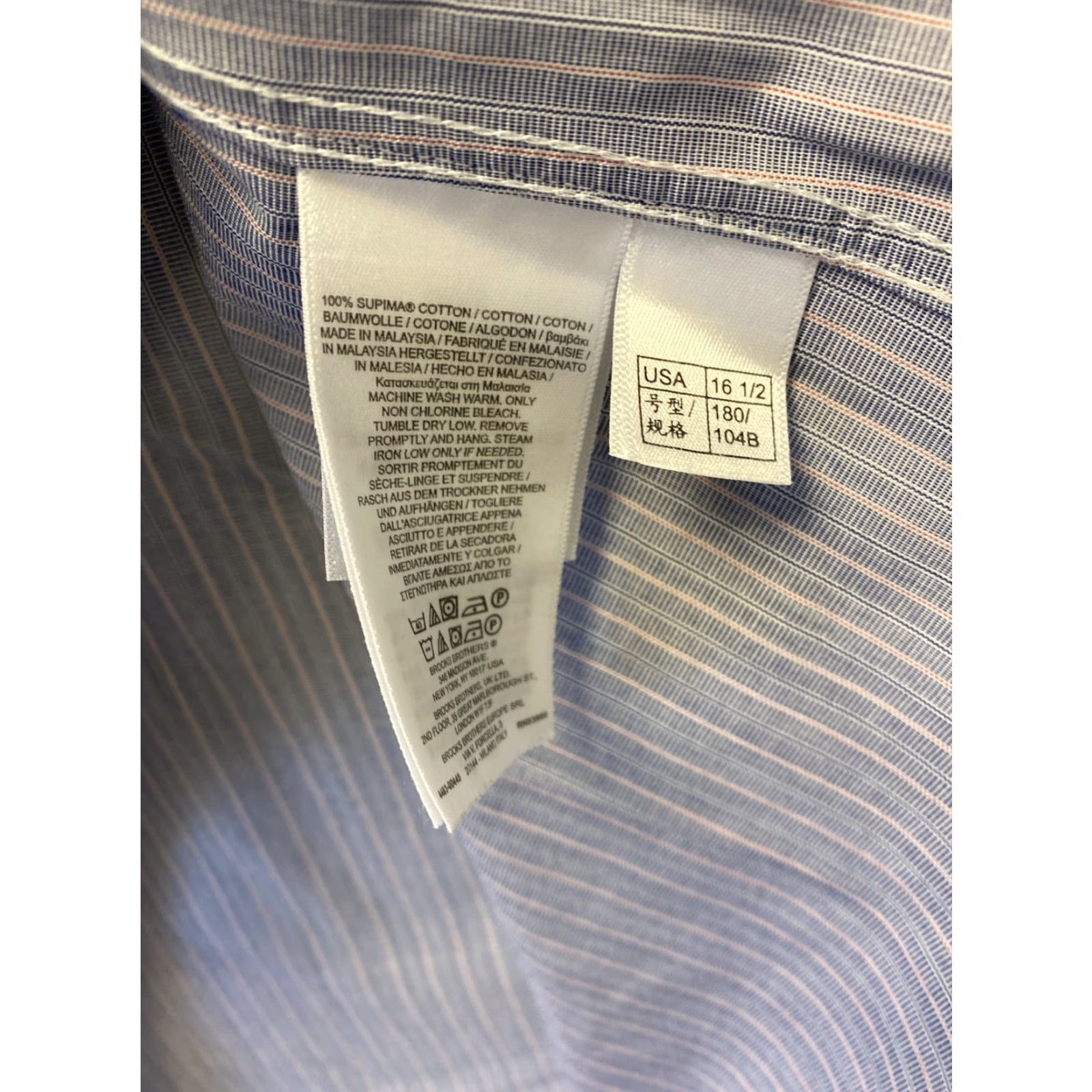 Brooks Brothers Brooks Brothers Men's Dress Shirt 16.5 Blue Striped Cotton Button-Down Long Sleeve Business Casual Formal Size US L / EU 52-54 / 3 - 6 Thumbnail