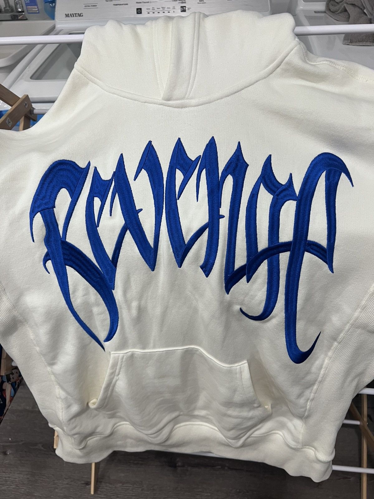 Revenge Cream Pullover w/ Blue Embroidered Revenge Size US M / EU 48-50 / 2 - 2 Thumbnail