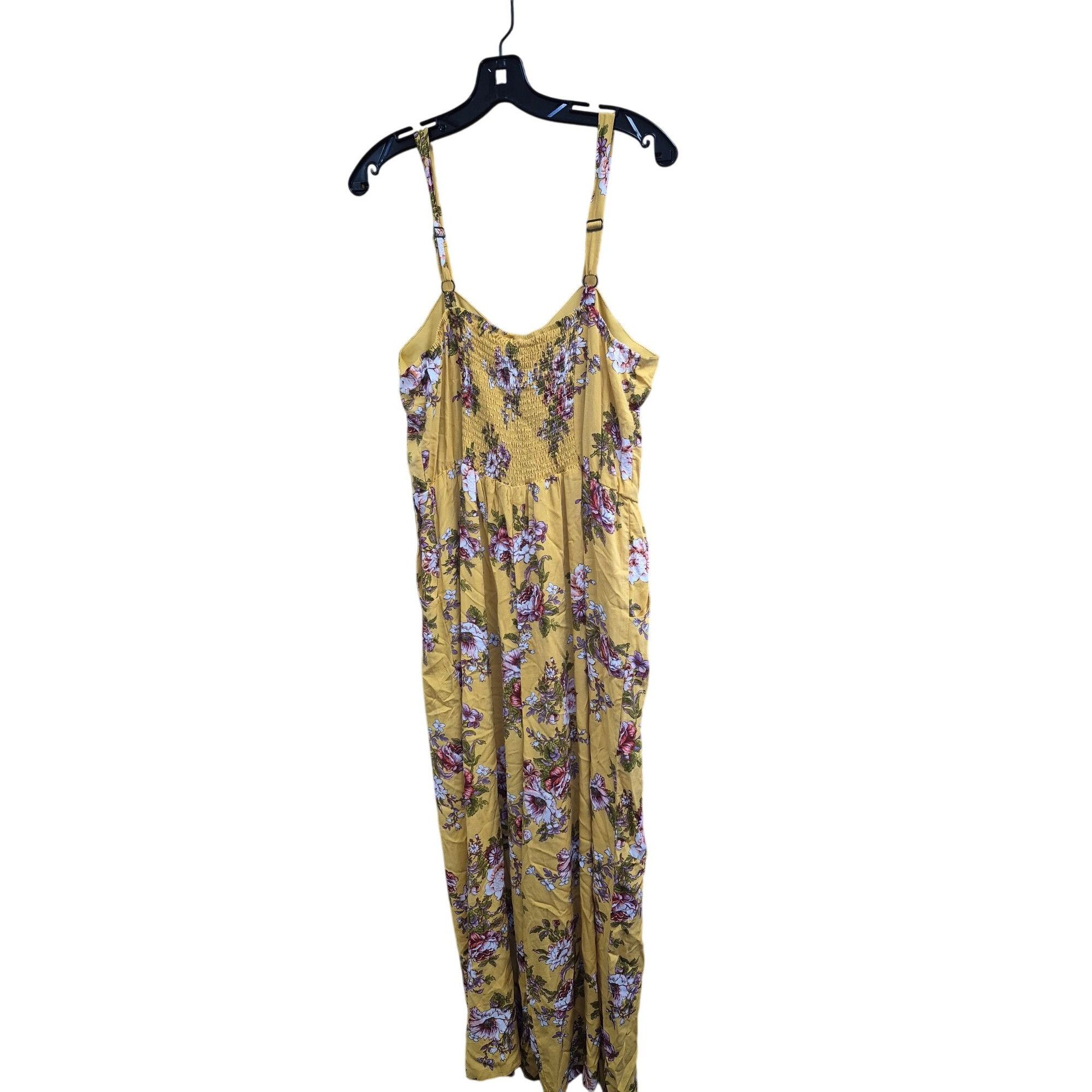 Other Yellow Floral Sleeveless Jumpsuit With Adjustable Straps & S Size XXL / US 16-18 / IT 52-54 - 5 Thumbnail
