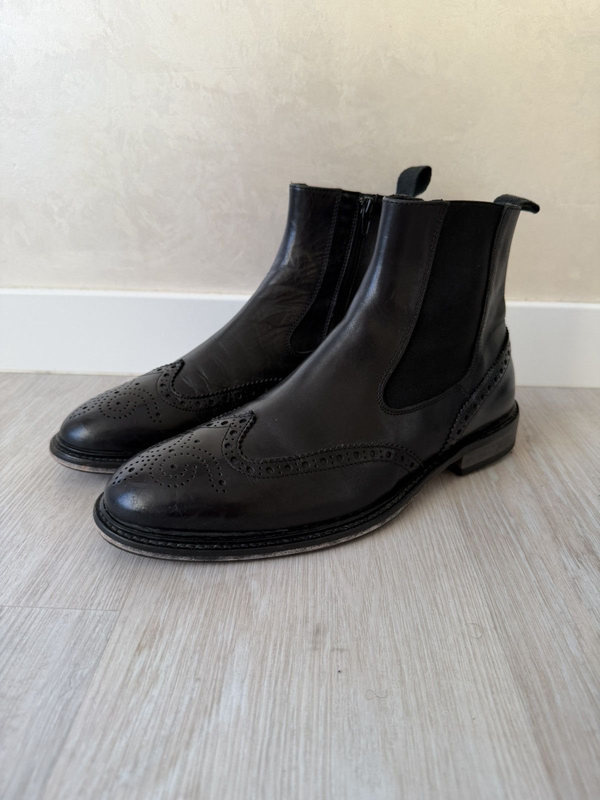 If Six Was Nine AS 98 Vibe Artisan Black Leather Side Zip Ankle Biker Boots Size US 9 / EU 42 - 7 Thumbnail