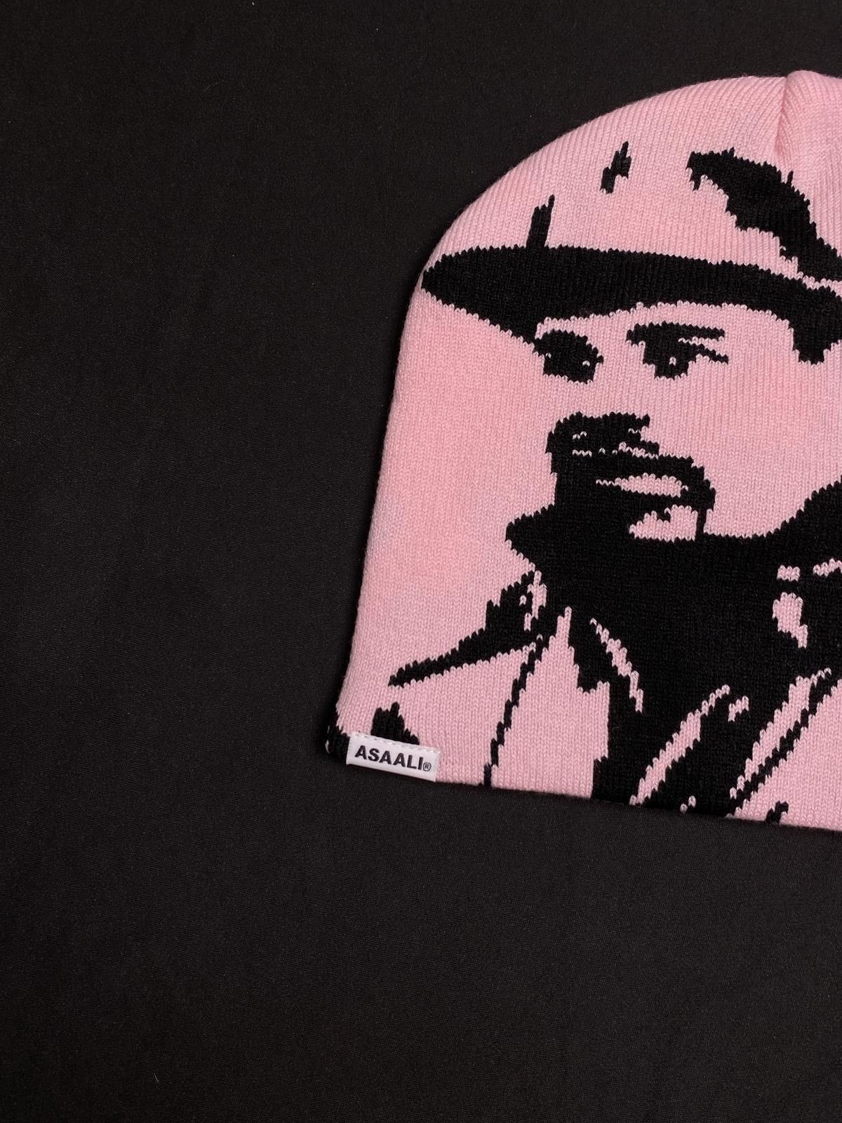 Asaali Rare Asaali Cartel Skully No Cuff Knit Pink Beanie Hats OS Size ONE SIZE - 7 Thumbnail