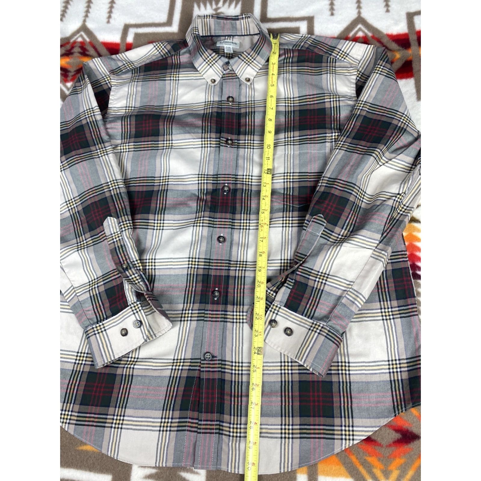 Vintage St John’s Bay Plaid Tan Tartan Mens XL Button-Down Long Sleeve Shirt Size US XL / EU 56 / 4 - 4 Thumbnail