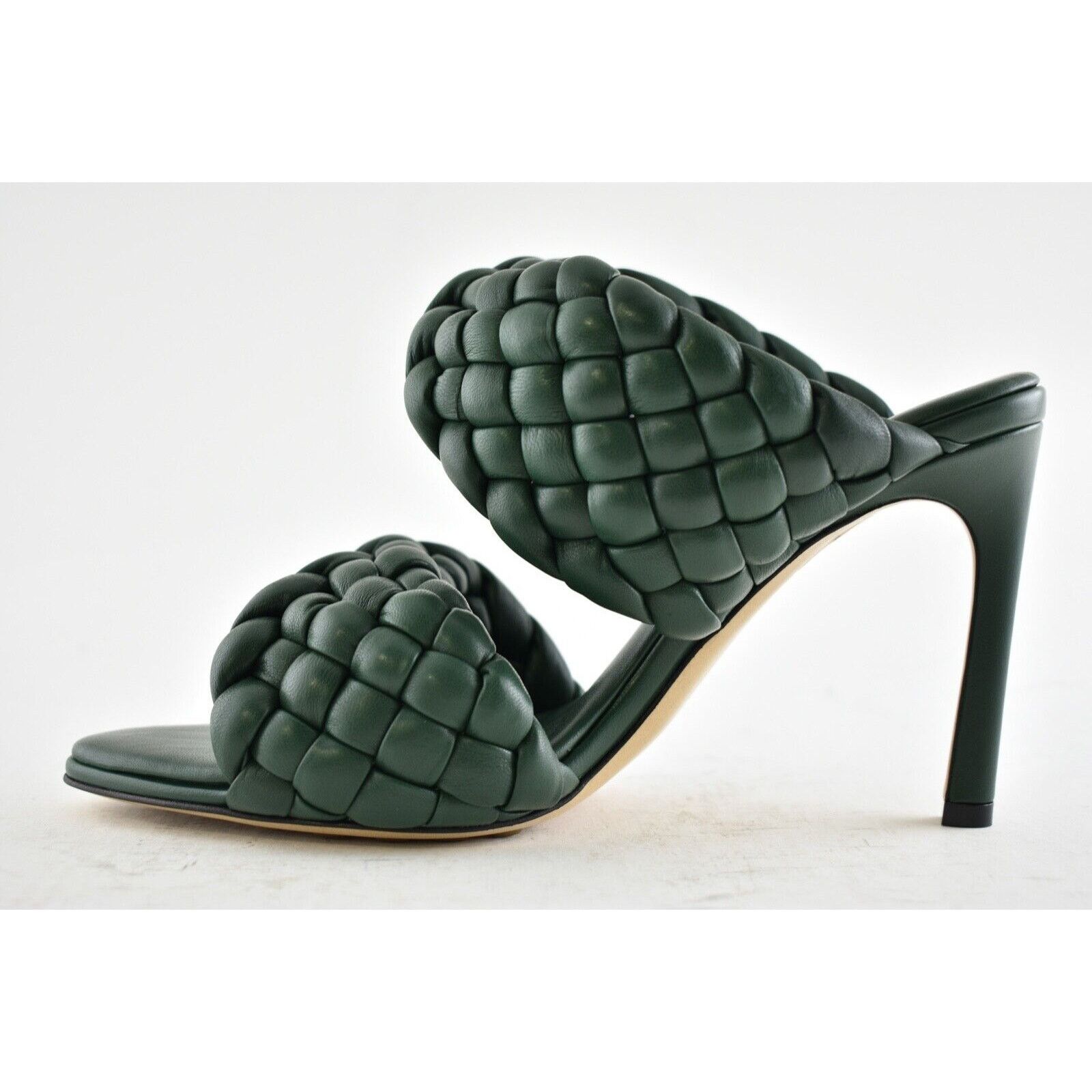 Bottega Veneta Curve Padded Vert Foncee Leather Sandal Mule Heel Pump 36.5 Size US 6.5 / IT 36.5 - 8 Thumbnail