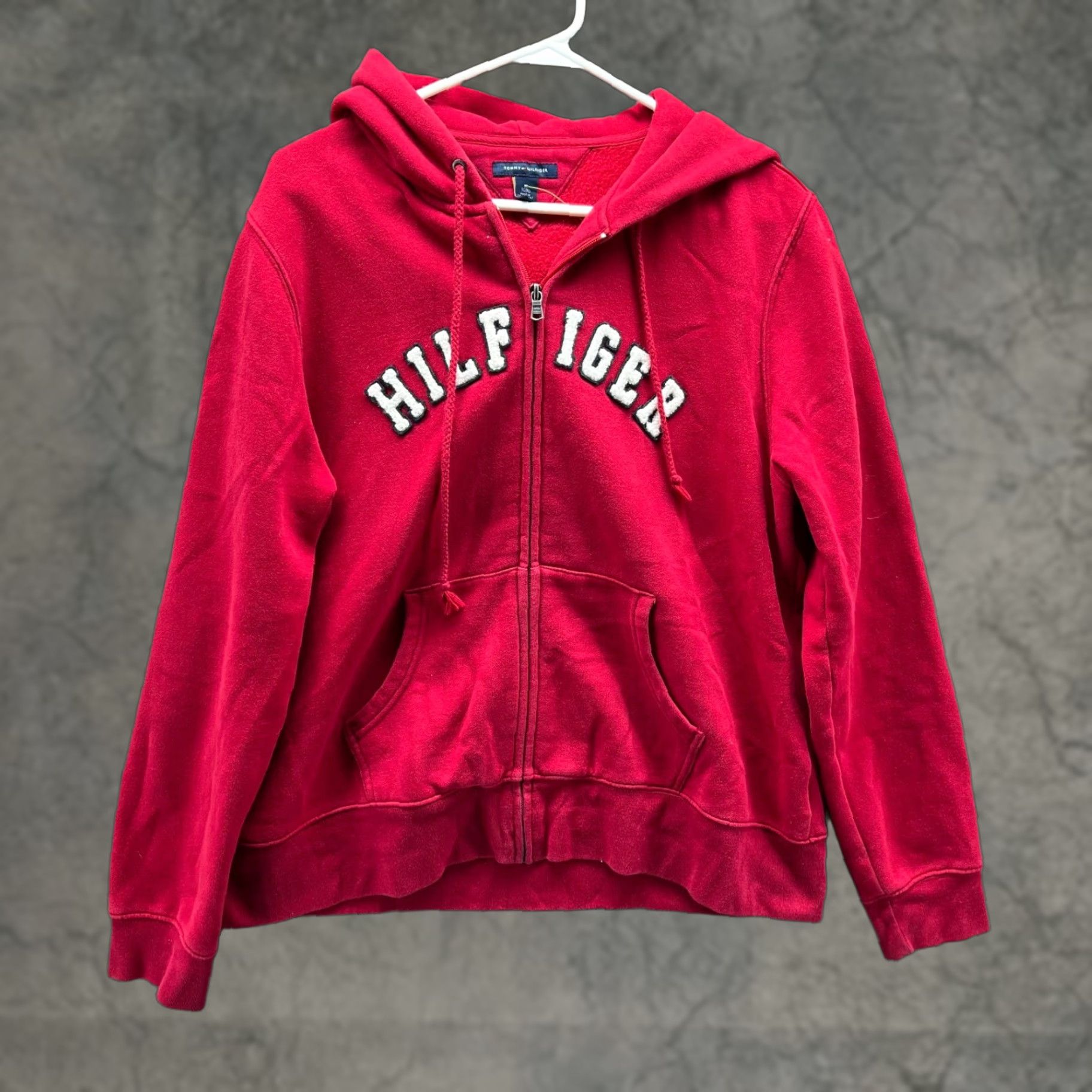 Tommy Hilfiger Tommy Hilfiger Jacket Womens XL Red Hooded Fleece Zip Casual, Workwear, Travel - Regular Fit, Falls, Winter, Spring - 80s? Size XL / US 12-14 / IT 48-50 - 1 Thumbnail