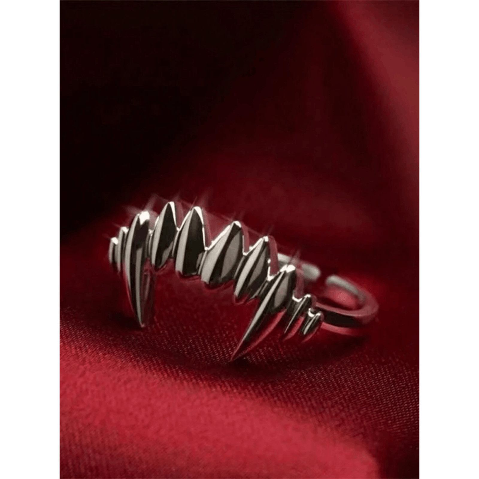 Other Wicked Silk Goth Emo Vampire Fang Ring 2pcs Set - Silver Size ONE SIZE - 3 Thumbnail
