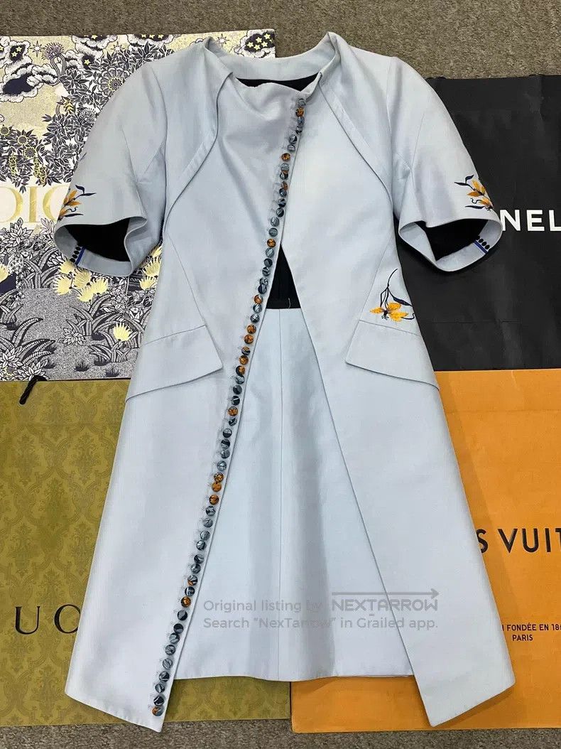 Dior Dior Light blue show embroidery long short-sleeved vest ja Size XS / US 0-2 / IT 36-38 - 1 Thumbnail