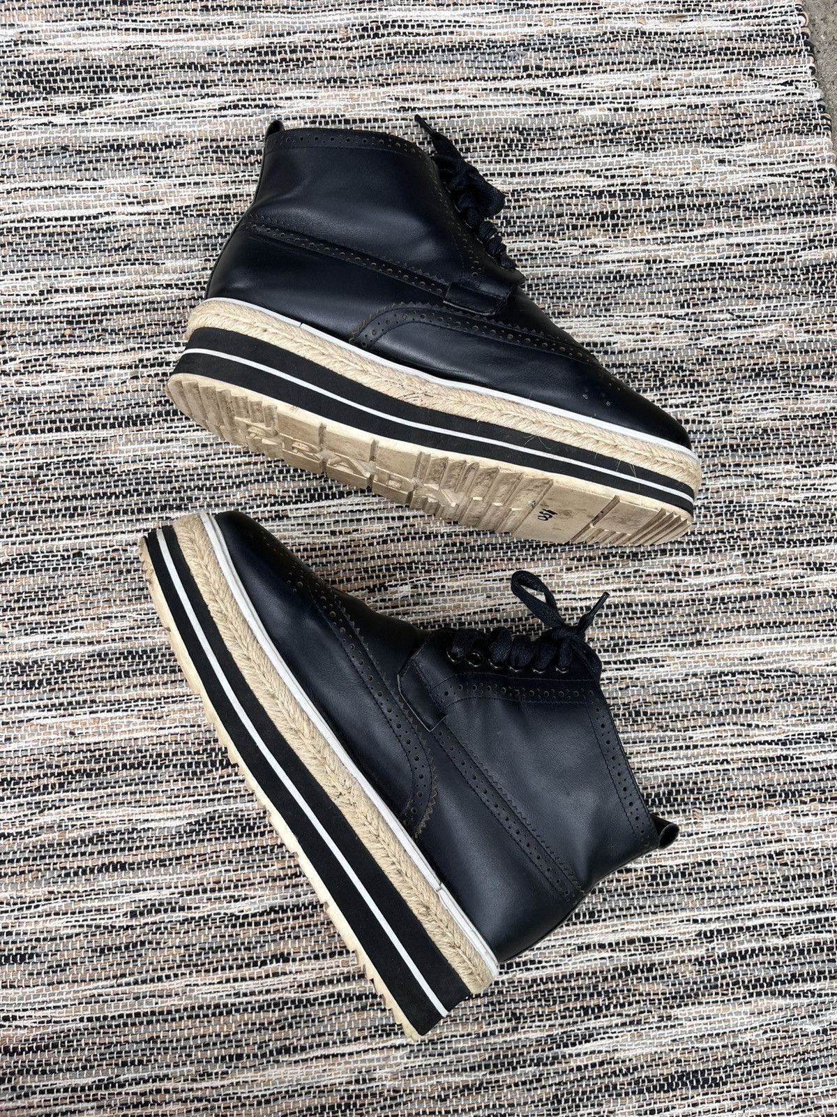 Prada Rare Prada Brogue Platform Sneakers Black Leather Luxury Y2K Size US 8 / IT 38 - 7 Thumbnail