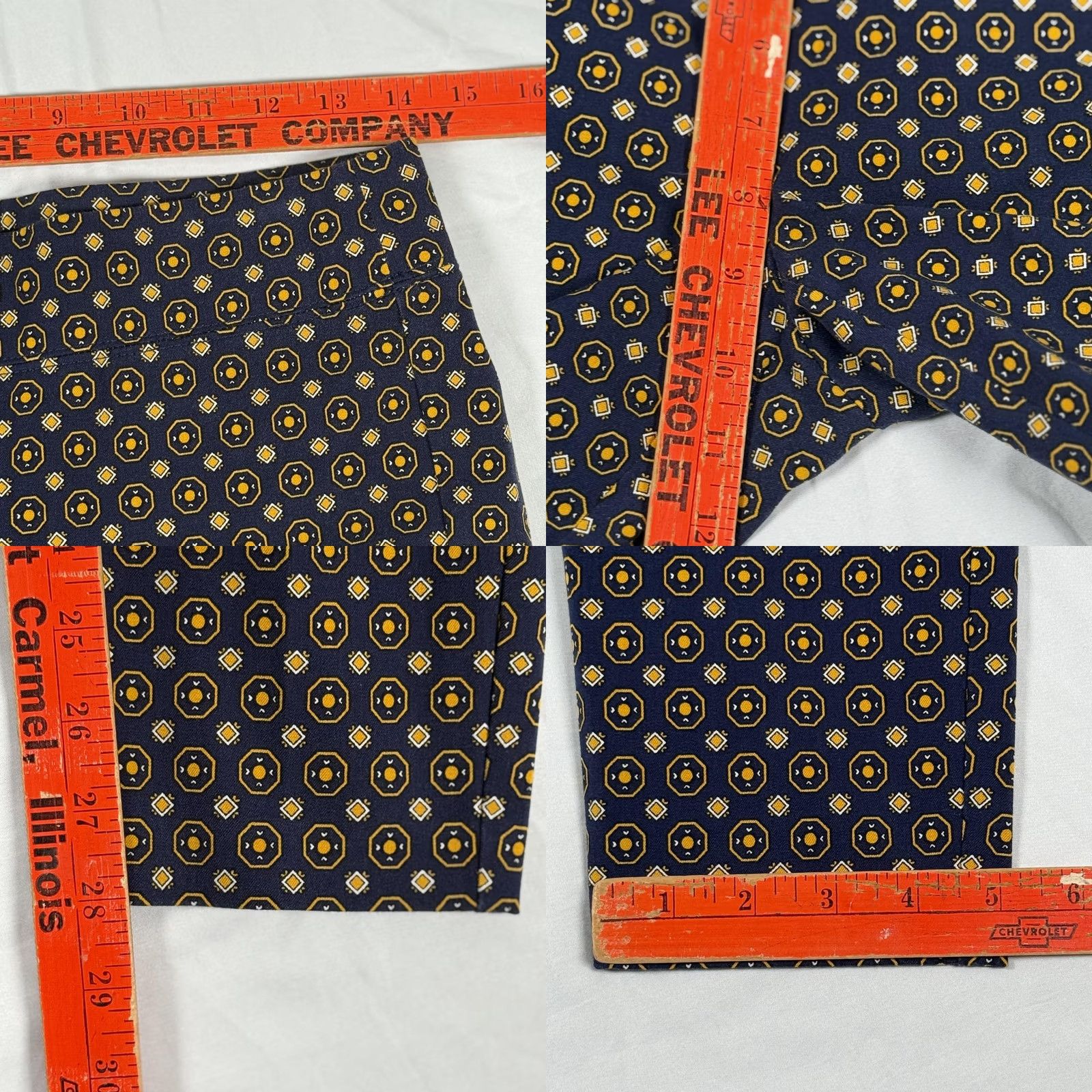 Talbots Talbots Essex Pants Geometric Print Stretch Ankle Slim Career Workwear Office Blue Yellow Womens 2 Slim Leg Ankle 28in Inseam 28in Pull On Size 26" / US 2 / IT 38 - 8 Thumbnail