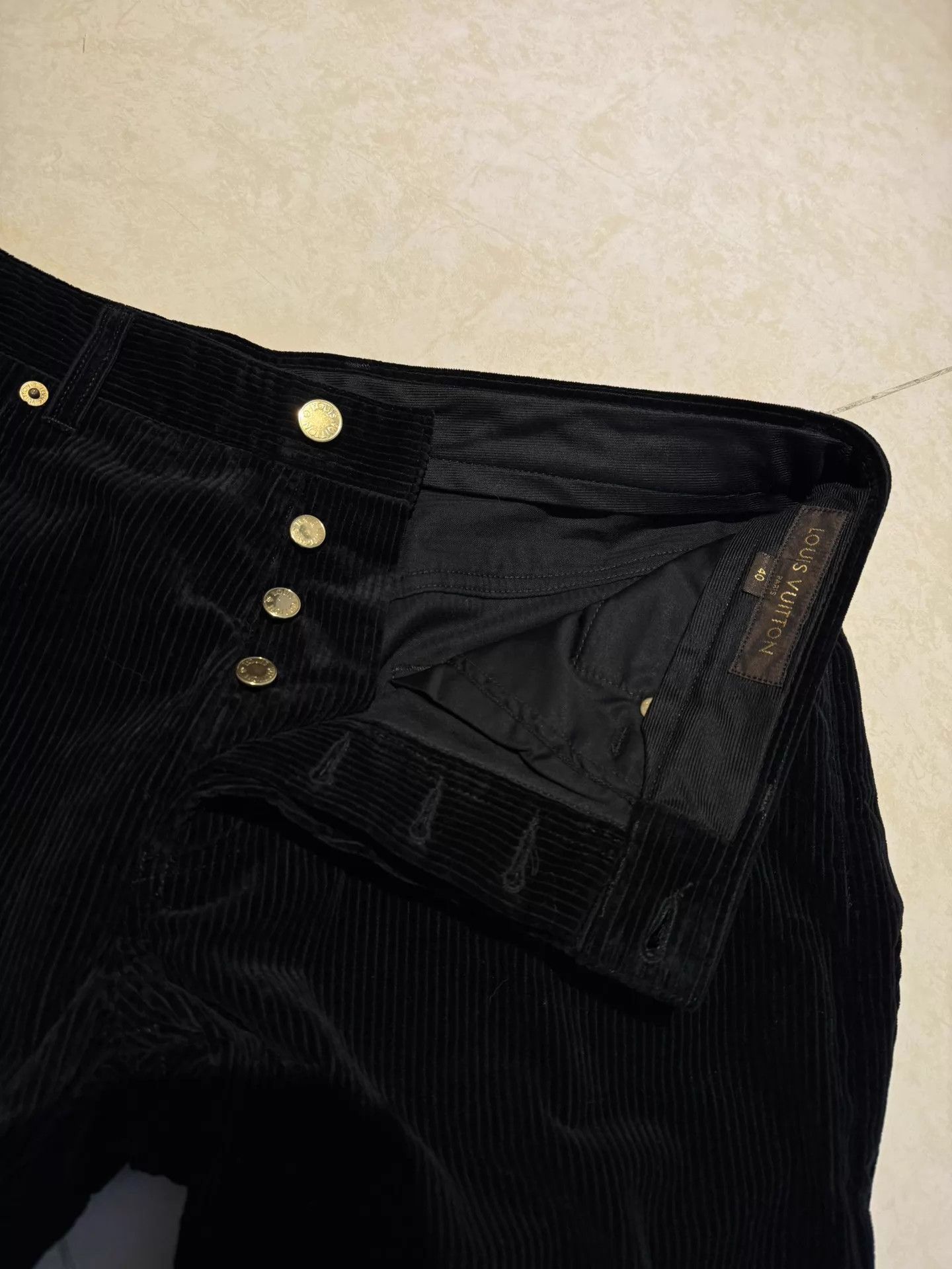 Louis Vuitton LV Corduroy Pants Black Wide Leg 40 Italian Gold Hardware Size US 40 / EU 56 - 3 Thumbnail