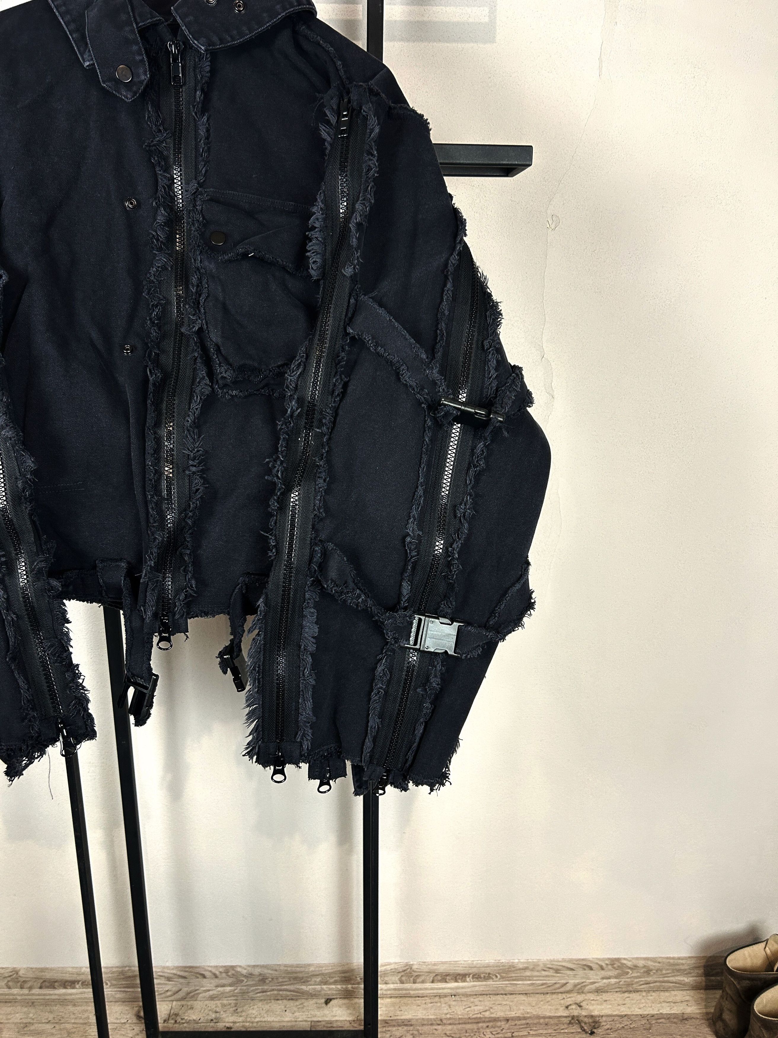 Yohji Yamamoto Distressed Black Cropped Jacket Zip Sleeve Grunge Punk Y2K Size US XL / EU 56 / 4 - 9 Thumbnail