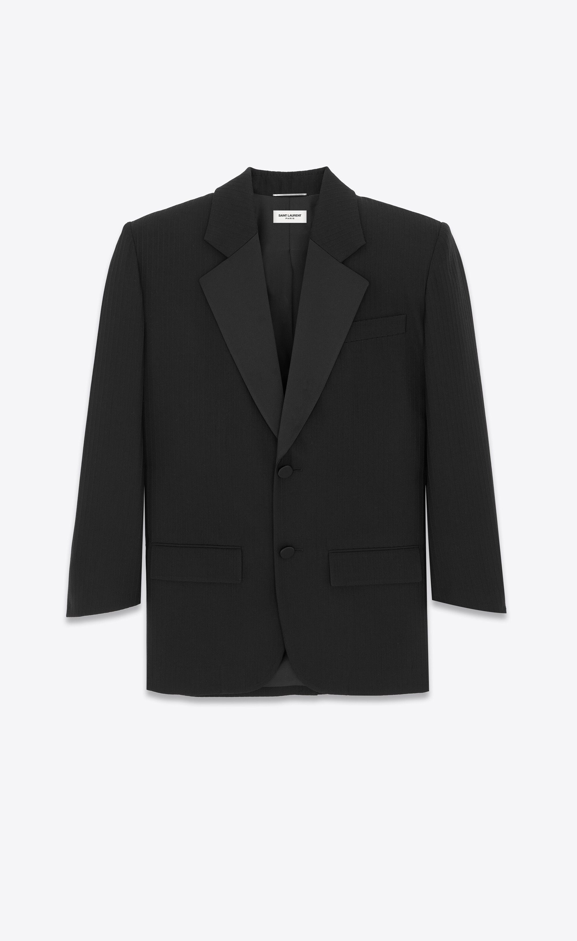 Saint Laurent Paris o1s1wg110125 782775 Unisex Oversized Tuxedo Jacket in Black Size ONE SIZE - 1 Thumbnail