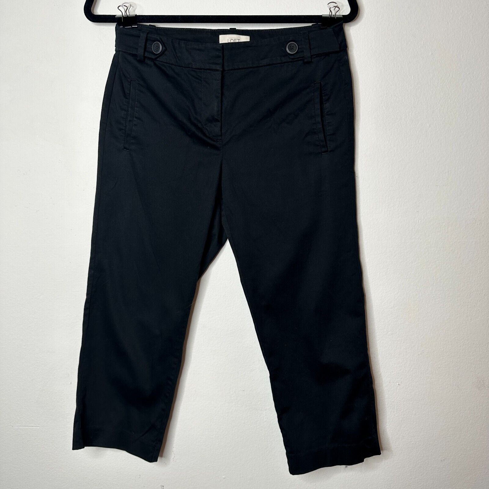 Loft Loft Petite Black Capri Trouser Front Slash Pockets 6P Size 28" / US 6 / IT 42 - 1 Thumbnail
