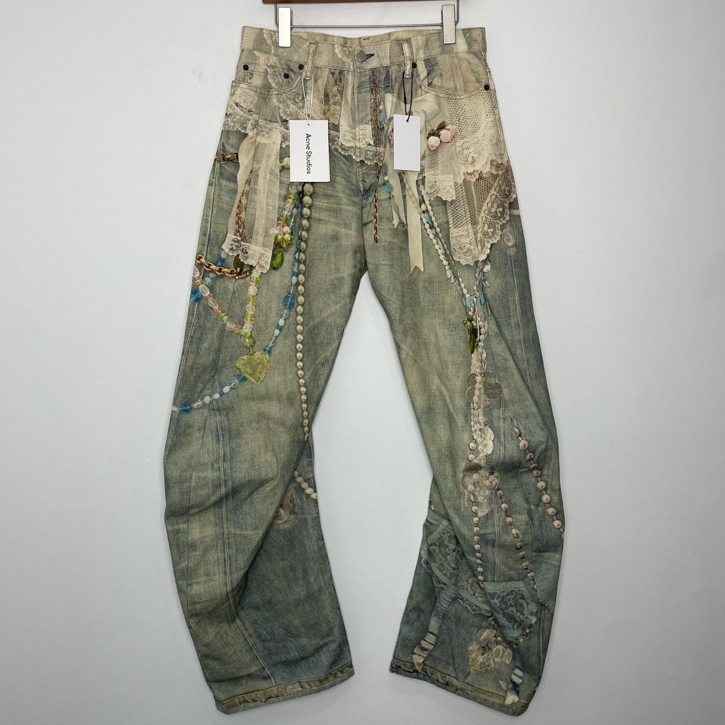 Acne Studios Acne Studios 3D Print Pearl Chain Jeans Size 42" / US 20 - 1 Thumbnail