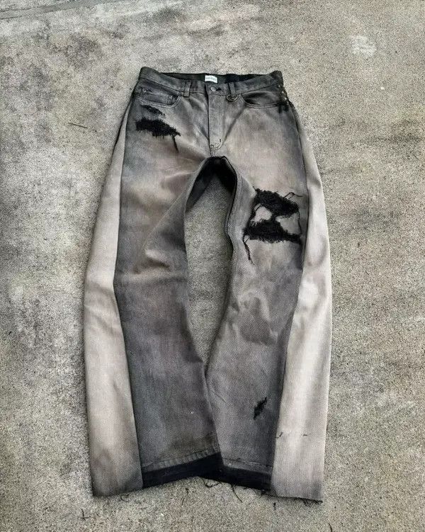 Other Ishihara x Yuk Baggy Distressed Flared Jeans Size US 34 / EU 50 - 1 Thumbnail