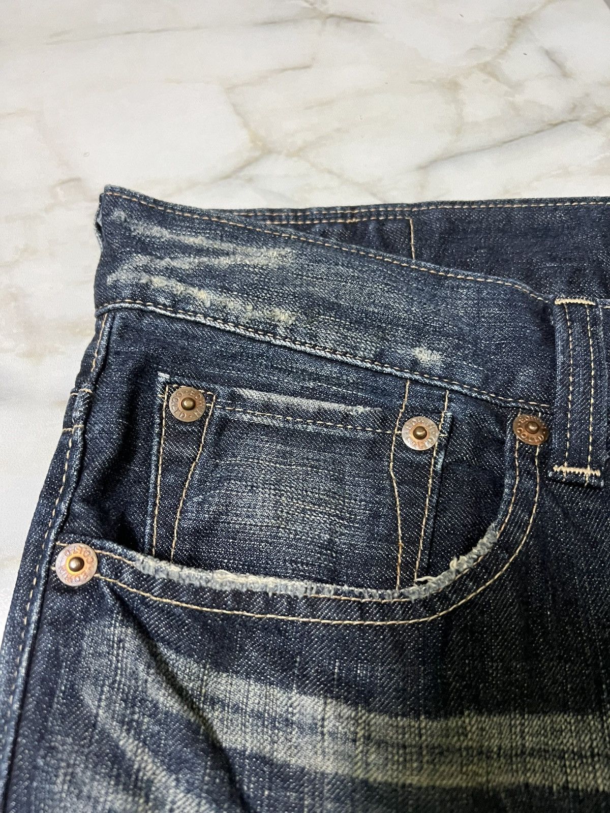Edwin 💥Flare💥Vintage Edwin 503 Blue Trip Distress Jean Size US 36 / EU 52 - 9 Thumbnail