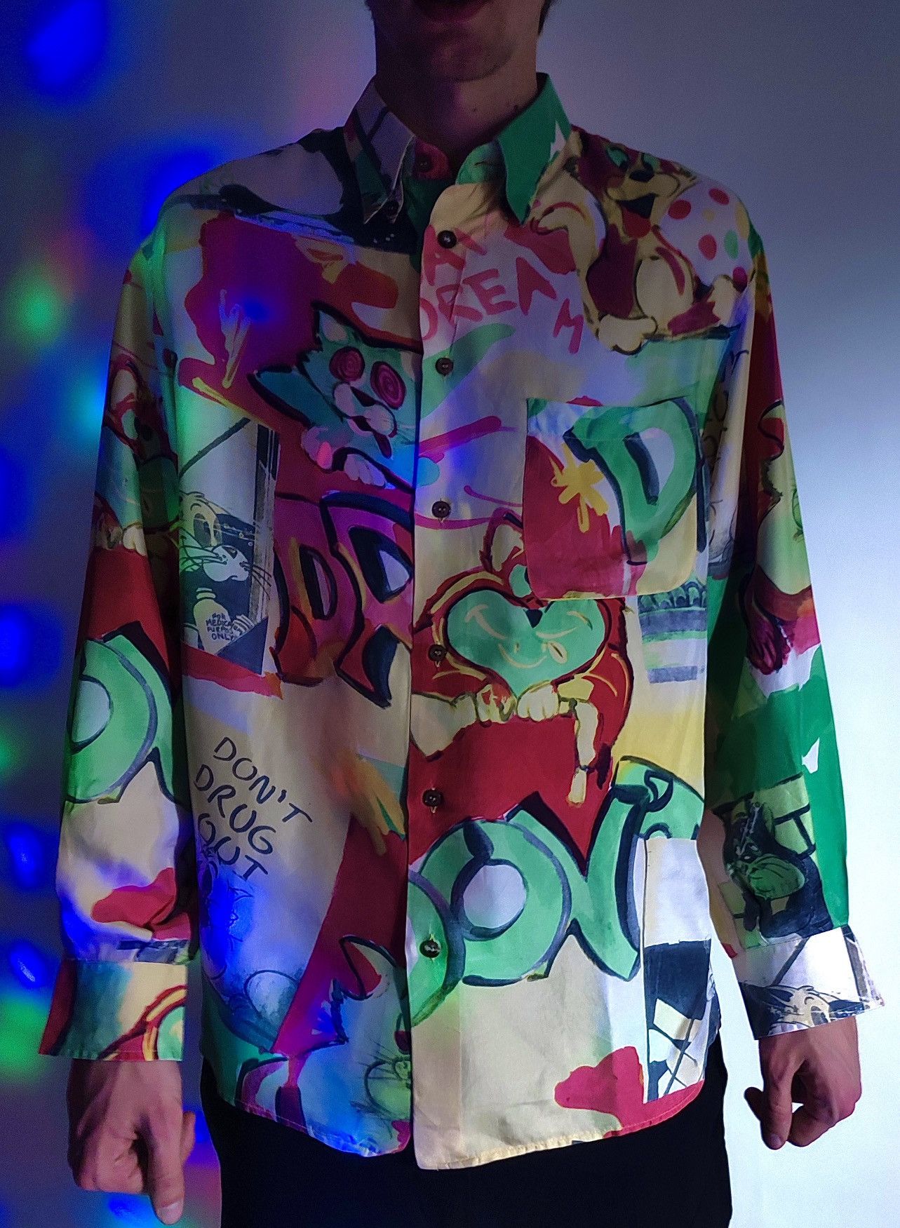 Iceberg 1992 Iceberg Silk Don’t Drug Out LSD Full Print Shirt Size US L / EU 52-54 / 3 - 3 Thumbnail