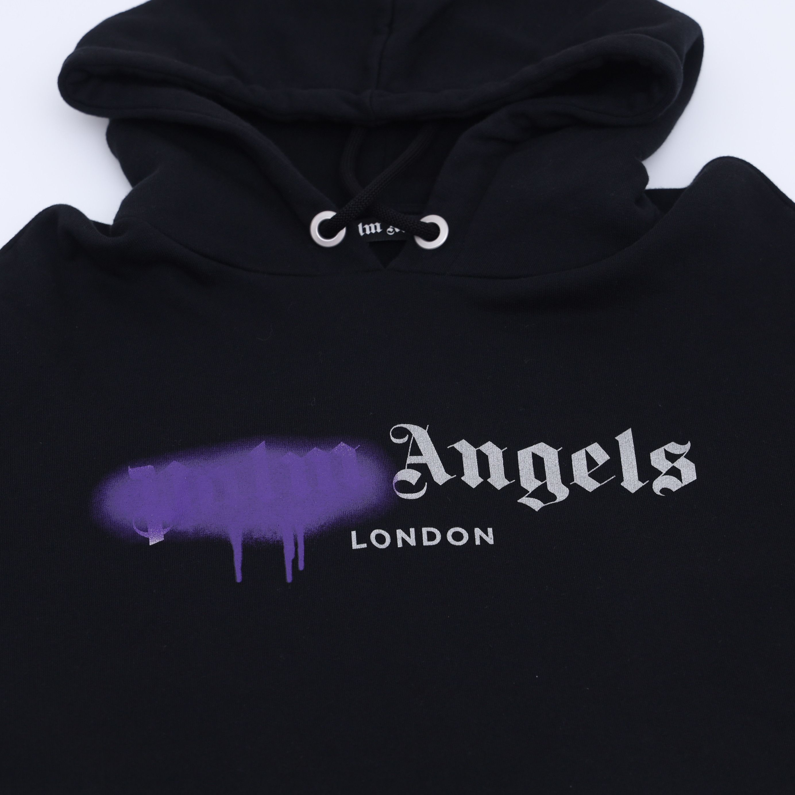 Palm Angels PALM ANGELS London Sprayed Logo Hoodie BLACK/PURPLE | Grailed