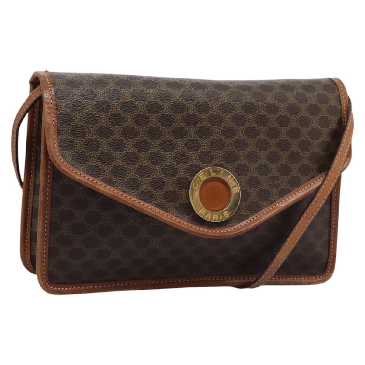 Celine CELINE Macadam Canvas Shoulder Bag Pvc Leather Brown Gold Size ONE SIZE - 1 Thumbnail