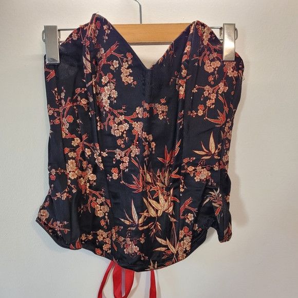 Other Vintage Shkank Y2k 100% Silk Jacquard Bustier Corset Top - M Size M / US 6-8 / IT 42-44 - 1 Thumbnail