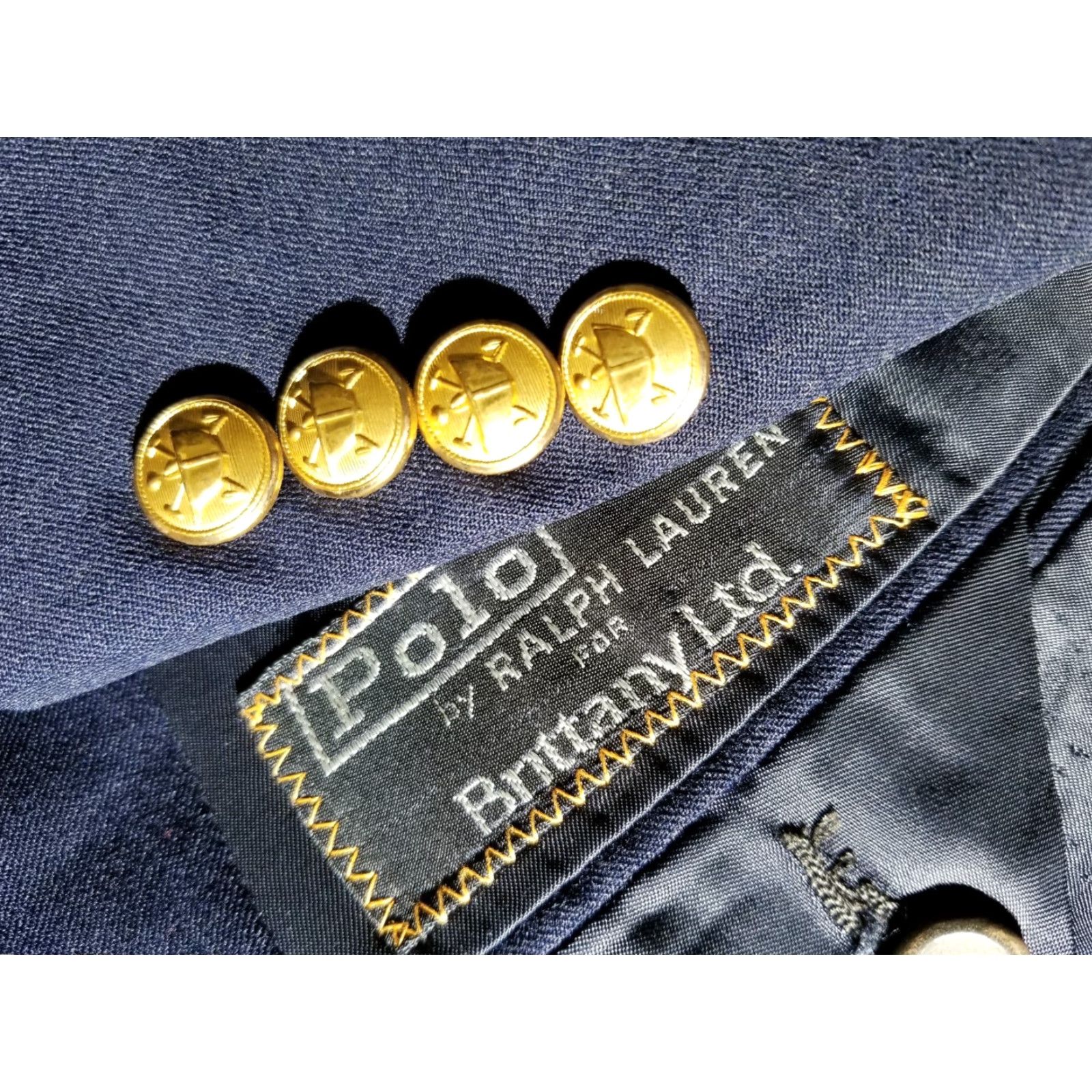 VINTAGE Polo Ralph Lauren Blazer Jacket Polo Ralph Lauren Navy Blue Wool Flannel 2-Button Single-Breasted Notch Lapel Double-Vented 38R Mens Adults