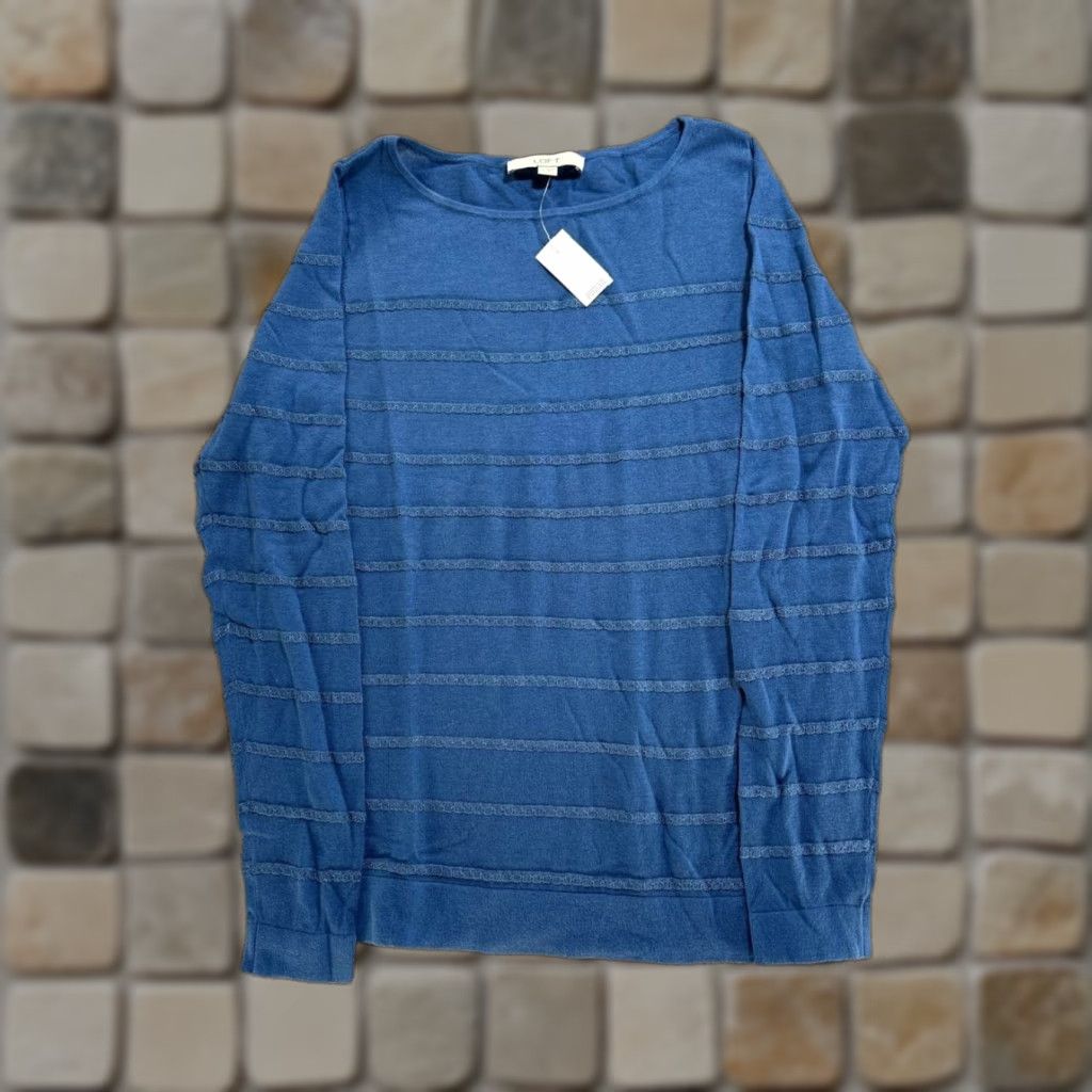 Ann Taylor Ann Taylor Loft Sweater Womens Medium Blue Cotton Knit Pullover Crew Neck Long Sleeve Lightweight Easy Care Size M / US 6-8 / IT 42-44 - 1 Thumbnail