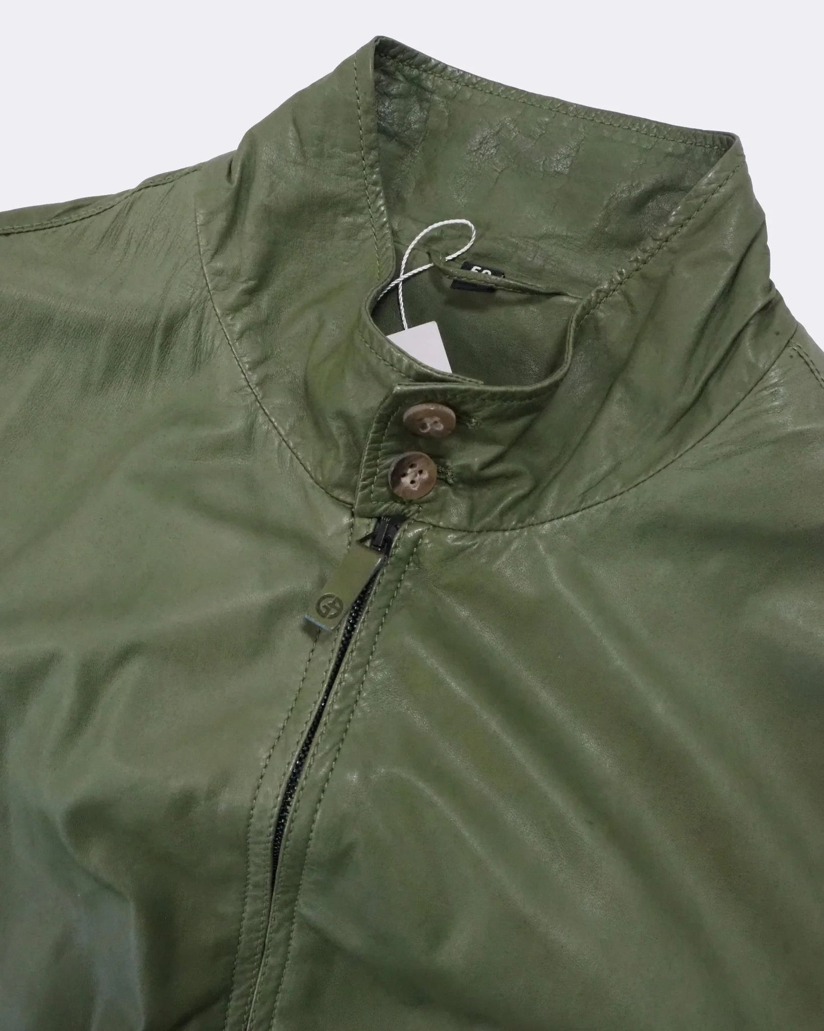 Giorgio Armani Men's Giorgio Armani Lightweight Green Leather Jacket $2083 Size US M / EU 48-50 / 2 - 12 Thumbnail