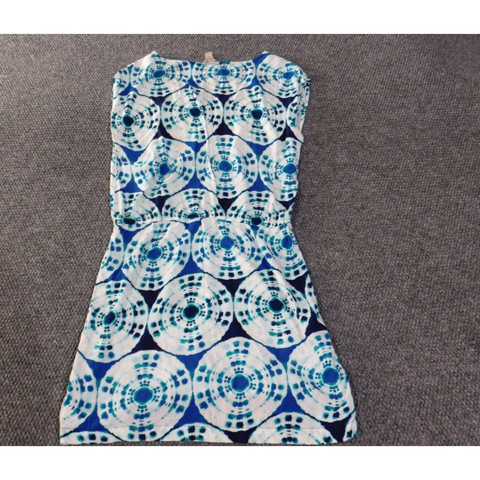 Banana Republic Banana Republic Dress A-Line Blue Womens L Sleeveless Geometric Mock Neck Knee Length Stretch Knit Polyester Spandex Casual Summer Womens Size L / US 10 / IT 46 - 6 Thumbnail
