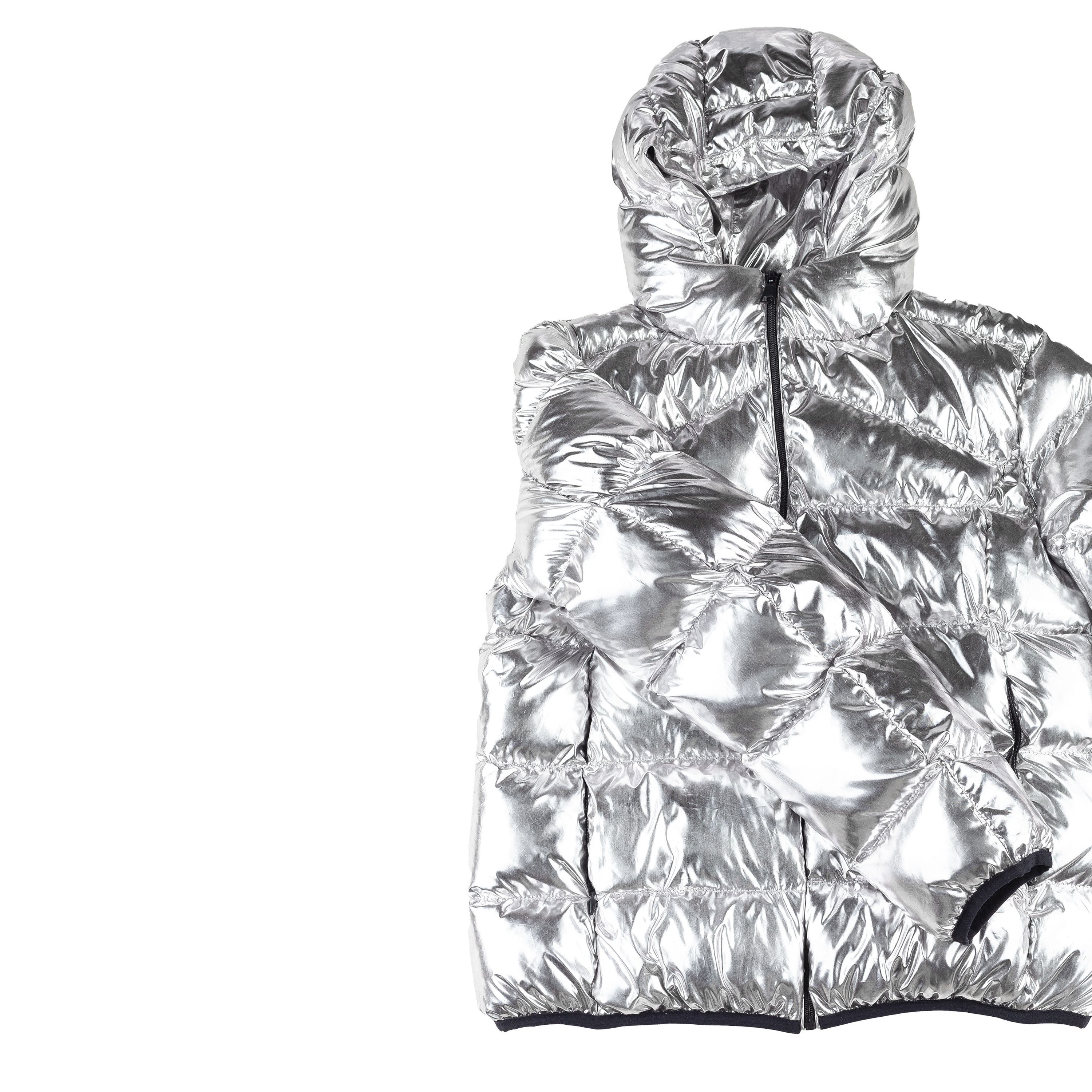 Cavalli Class Roberto Cavalli Metallic Silver Insulated Puffer Jacket Size XL / US 12-14 / IT 48-50 - 2 Thumbnail