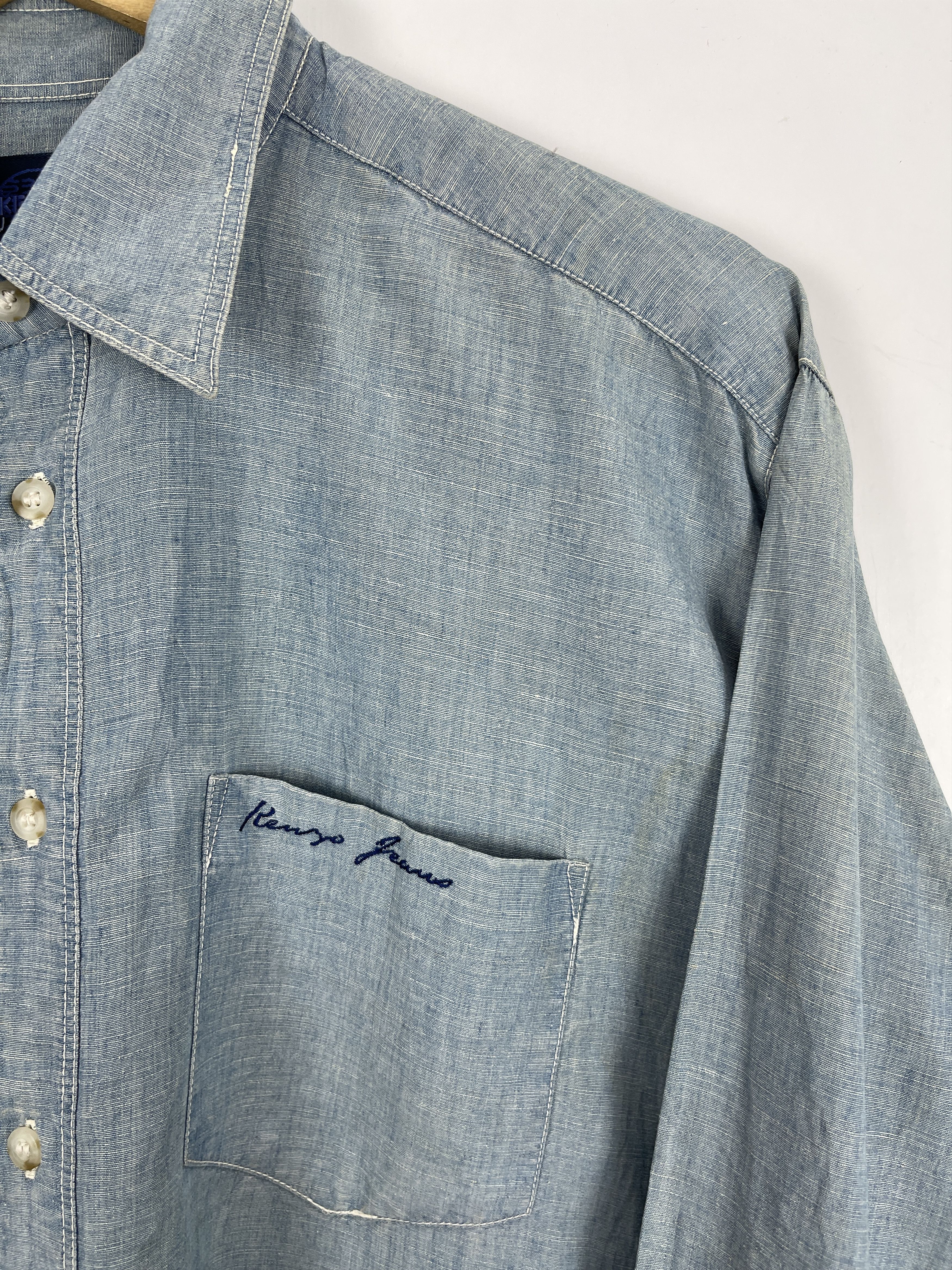 Kenzo × Vintage Vintage Kenzo Jeans Single Pocket Denim Shirt TA0408 Size US M / EU 48-50 / 2 - 8 Thumbnail