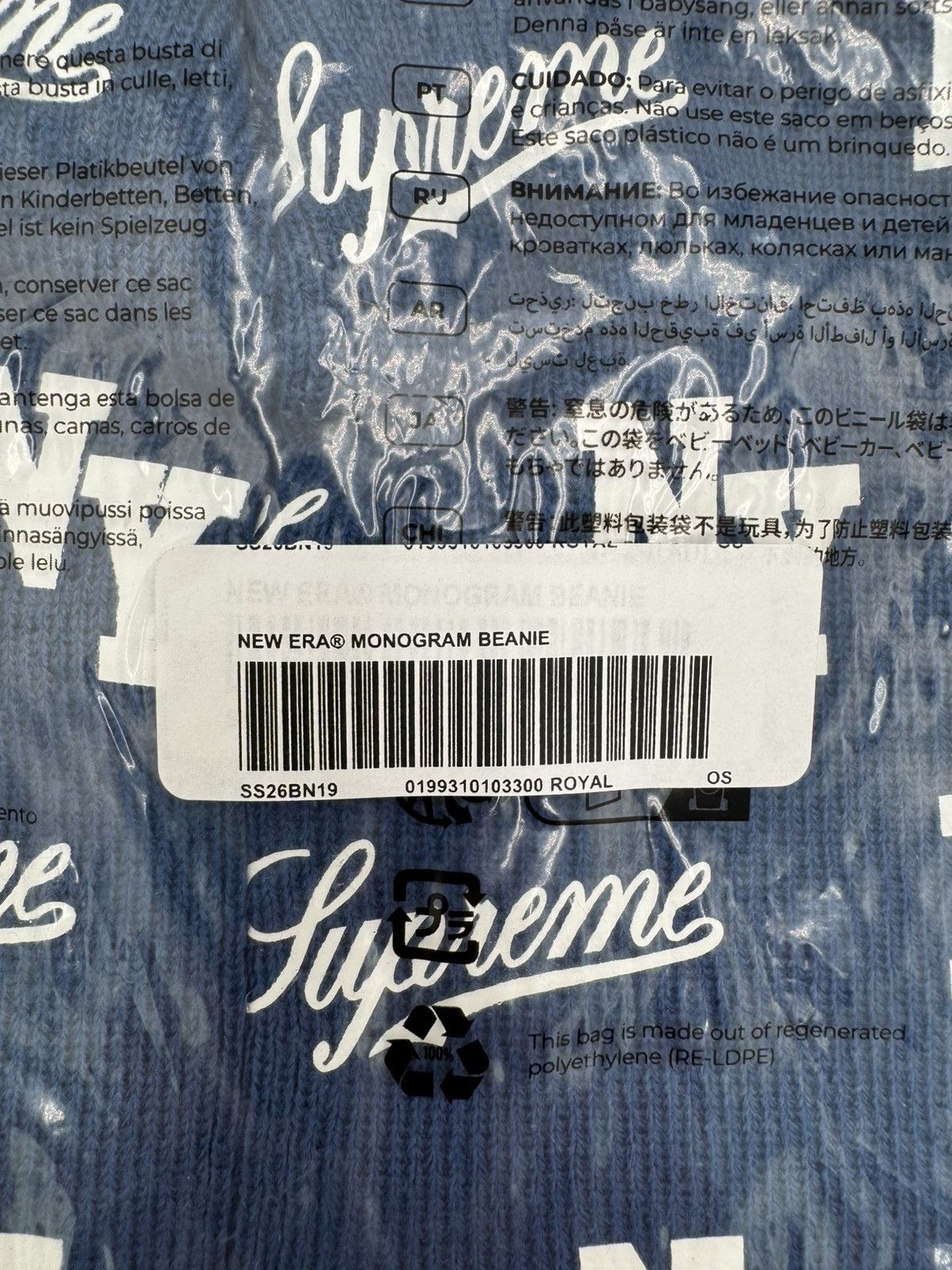 New Era × Supreme Supreme New Era Monogram Beanie Blue White Size ONE SIZE - 16 Thumbnail