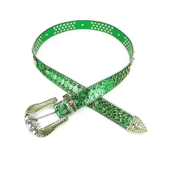 Leather Arisawa x Misac Rhinestone Studded PU Leather Belt Size ONE SIZE - 4 Thumbnail