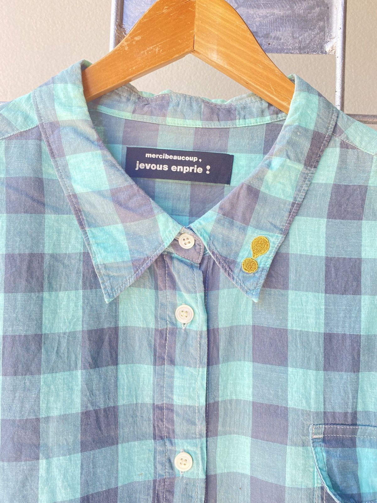 mercibeaucoup mercibeaucoup, jevous enprie Mint Checkered Button-Up Shirt Size XS / US 0-2 / IT 36-38 - 3 Thumbnail