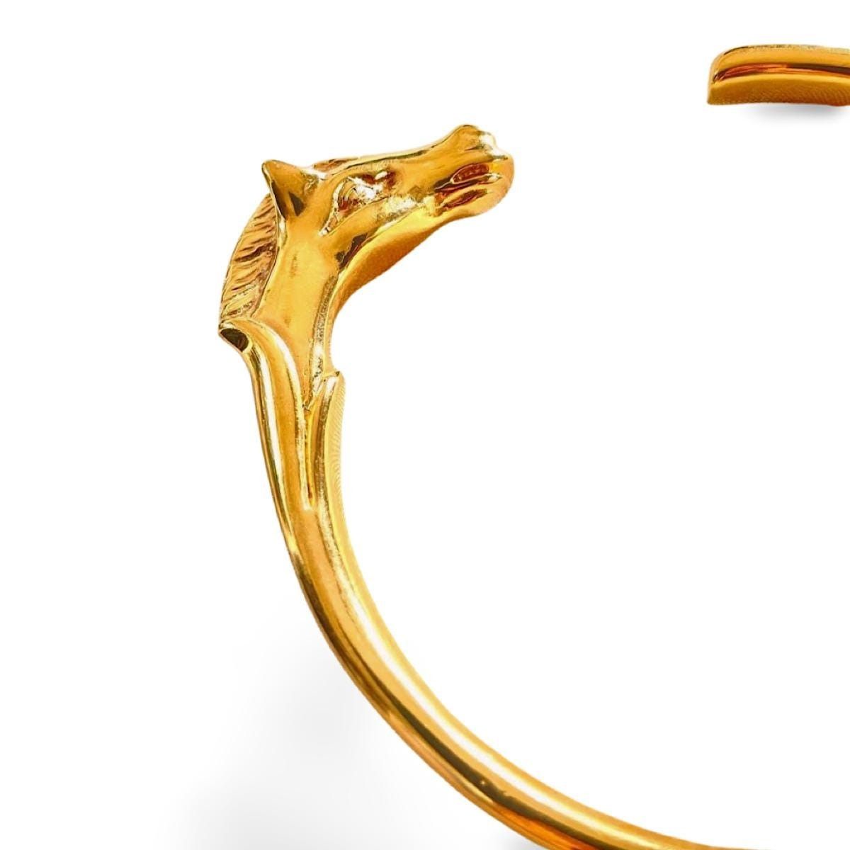 Hermes Vintage Hermes golden horse head design bangle, bracelet. Size ONE SIZE - 7 Thumbnail