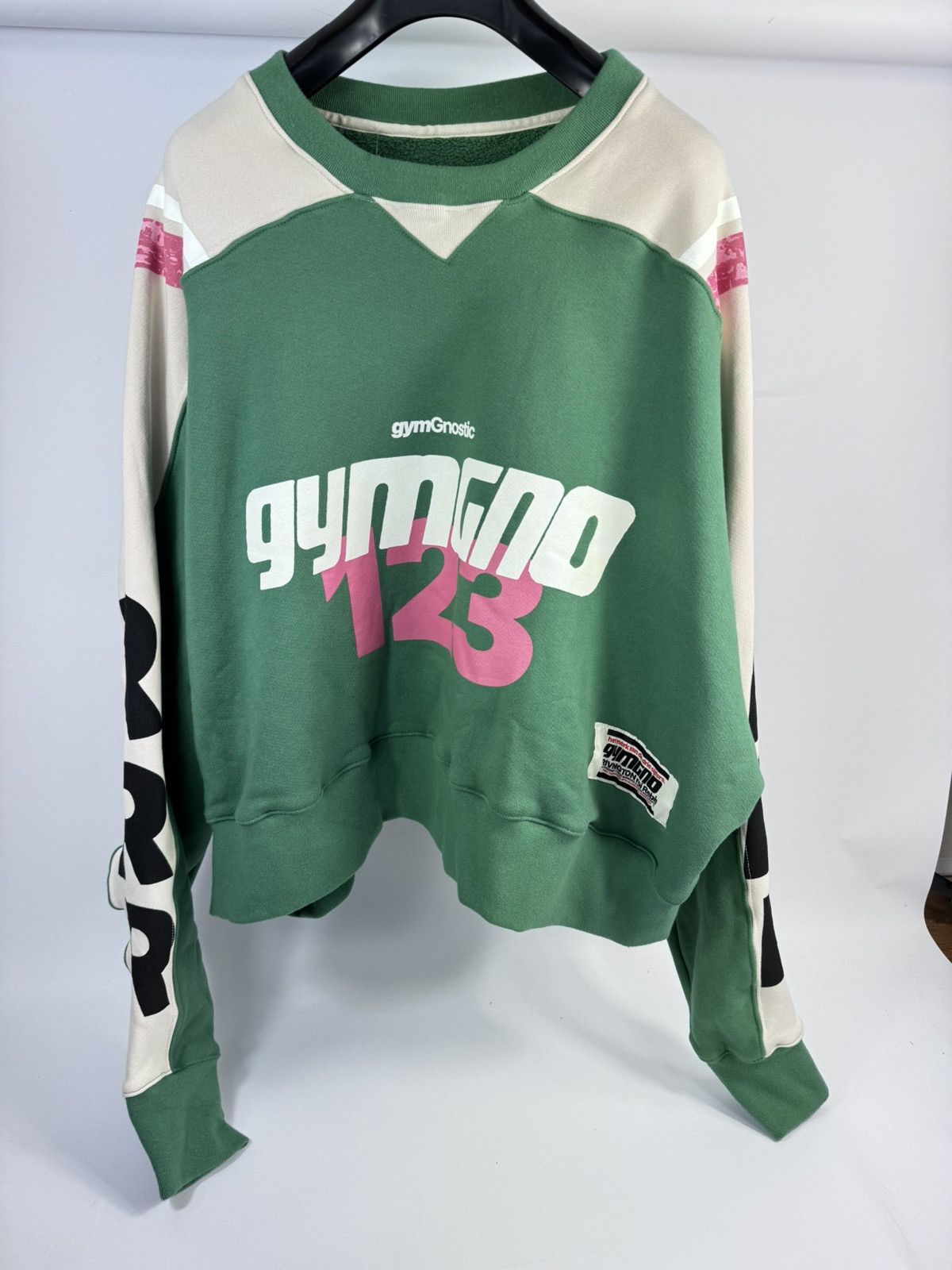 image of Rrr 123 Gymgno Logo Print Oversized Jumper in Green, Men's (Size XL)