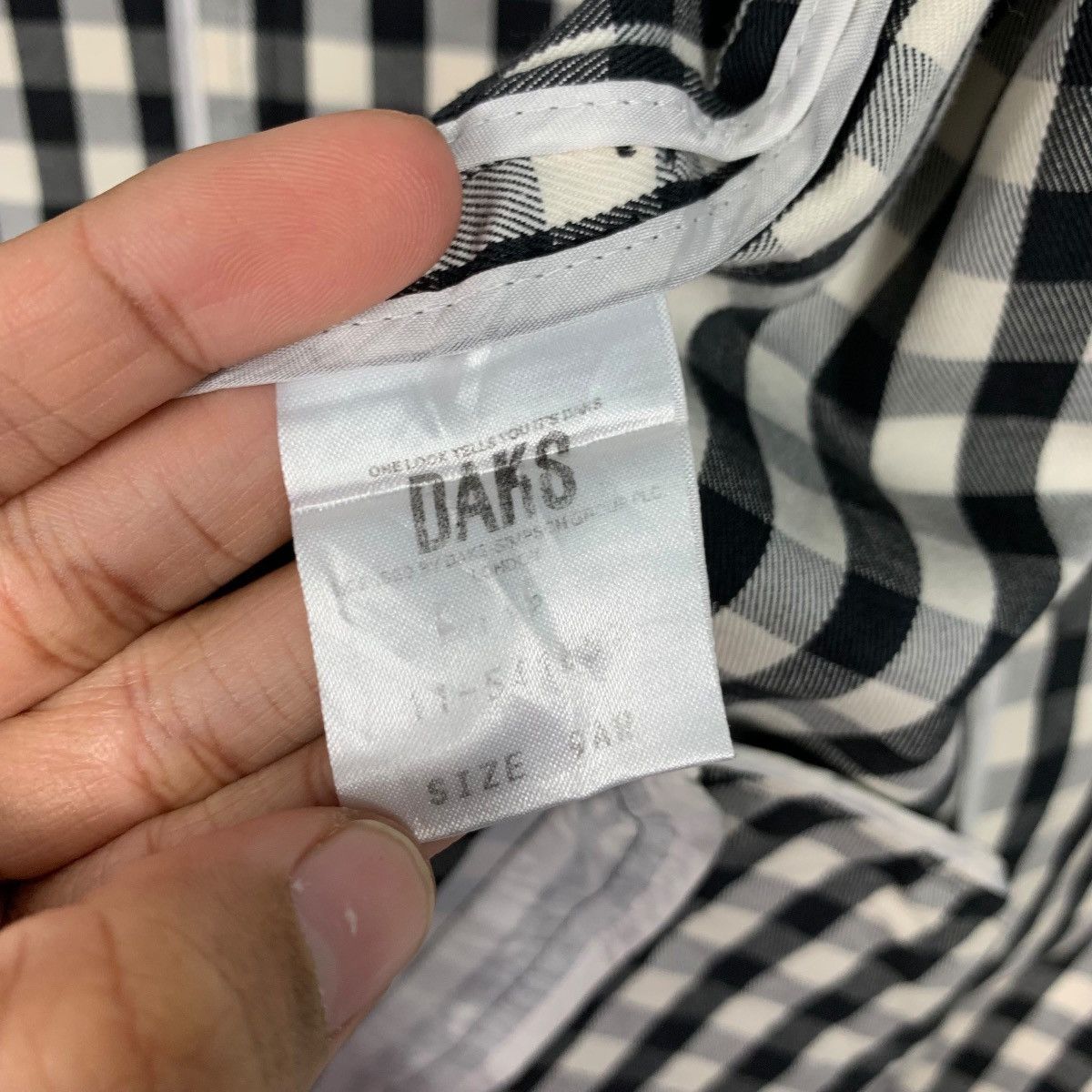 DAKS Vintage 90’s DAKS LONDON Black White Check Jacket #2599-C117 Size M / US 6-8 / IT 42-44 - 17 Thumbnail