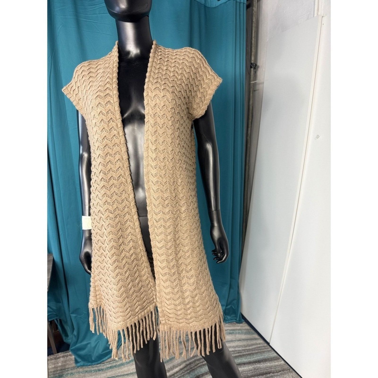 & Other Stories Charlotte Daniel Sleeveless Duster Cardigan Fringe Tan VEST Size S / US 4 / IT 40 - 1 Thumbnail
