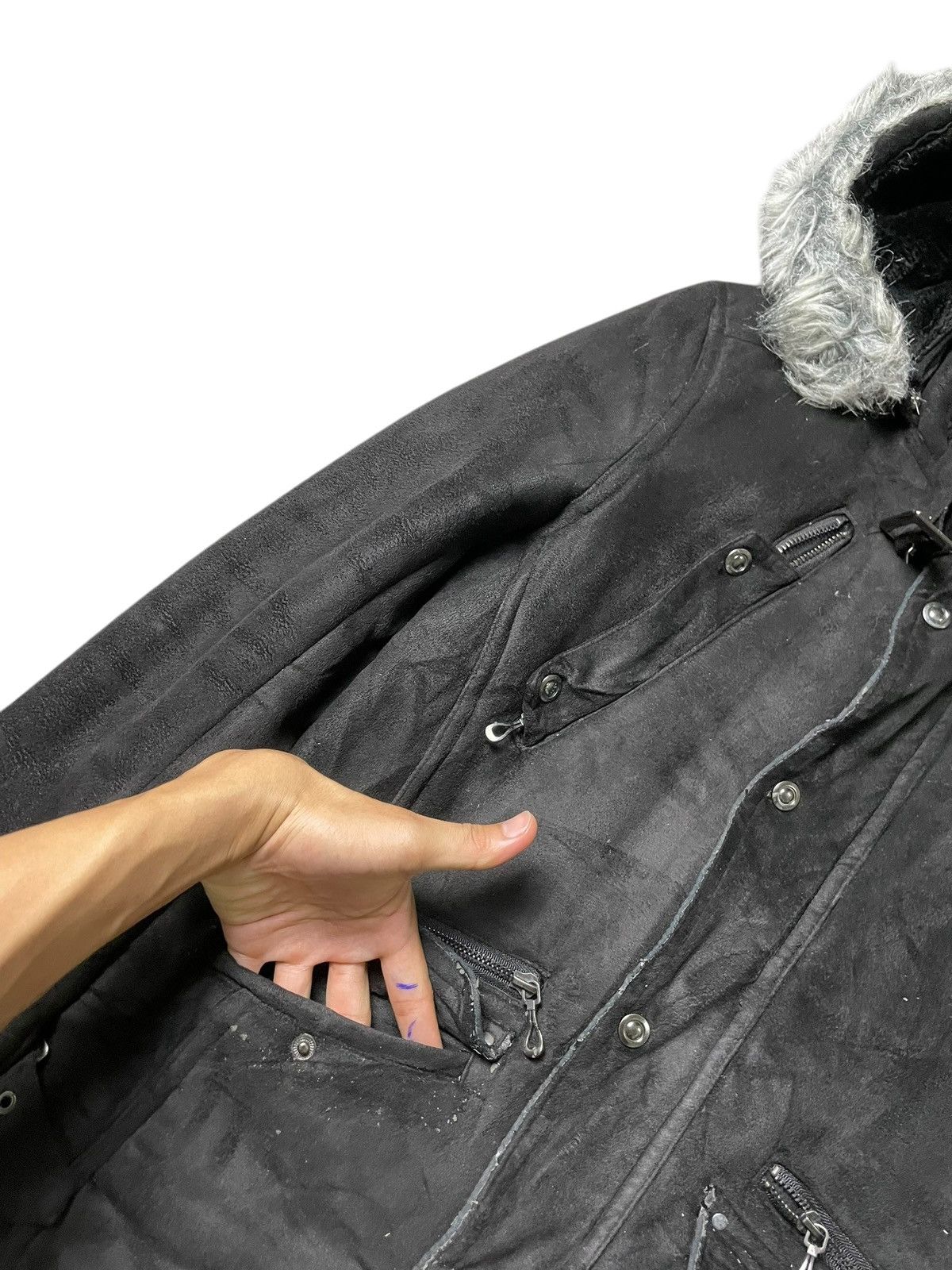 If Six Was Nine × Japanese Brand × Le Grande Bleu (L.G.B.) Roushatte Shell Leather Suede Fur Hooded Jacket(60) Size US M / EU 48-50 / 2 - 5 Thumbnail