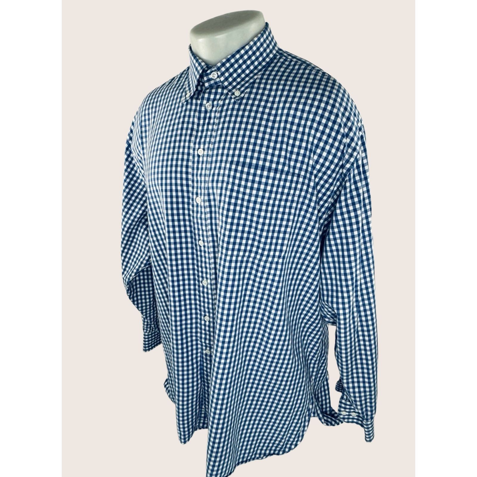 Vintage BEN SILVER Charleston Check Plaid Mens 2XL Shirt Long Sleeve Blue / White Button-Up Size US XXL / EU 58 / 5 - 1 Thumbnail