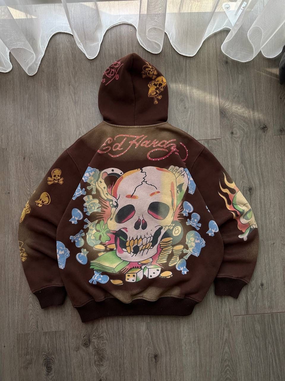 Christian Audigier × Ed Hardy × Vintage Vintage Ed Hardy Christian Audigier Brown Hoodie Size US XL / EU 56 / 4 - 11 Thumbnail