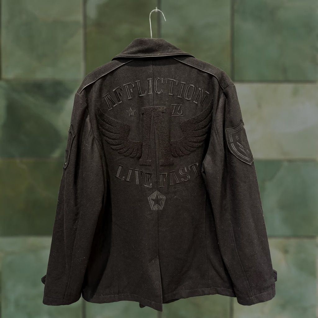Affliction Affliction Jacket Black Wool Men L Large Pea Coat Trench Style Vintage? Size US L / EU 52-54 / 3 - 1 Thumbnail