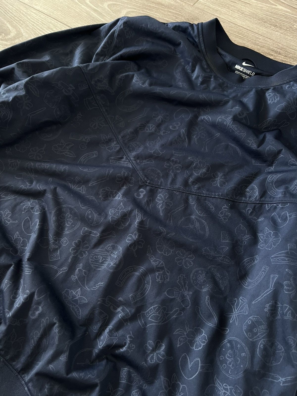 Designer × Nike ‼️Nike Shield Overprinted Monogram Metal Nylon Sweatshirt‼️ Size US XL / EU 56 / 4 - 9 Thumbnail