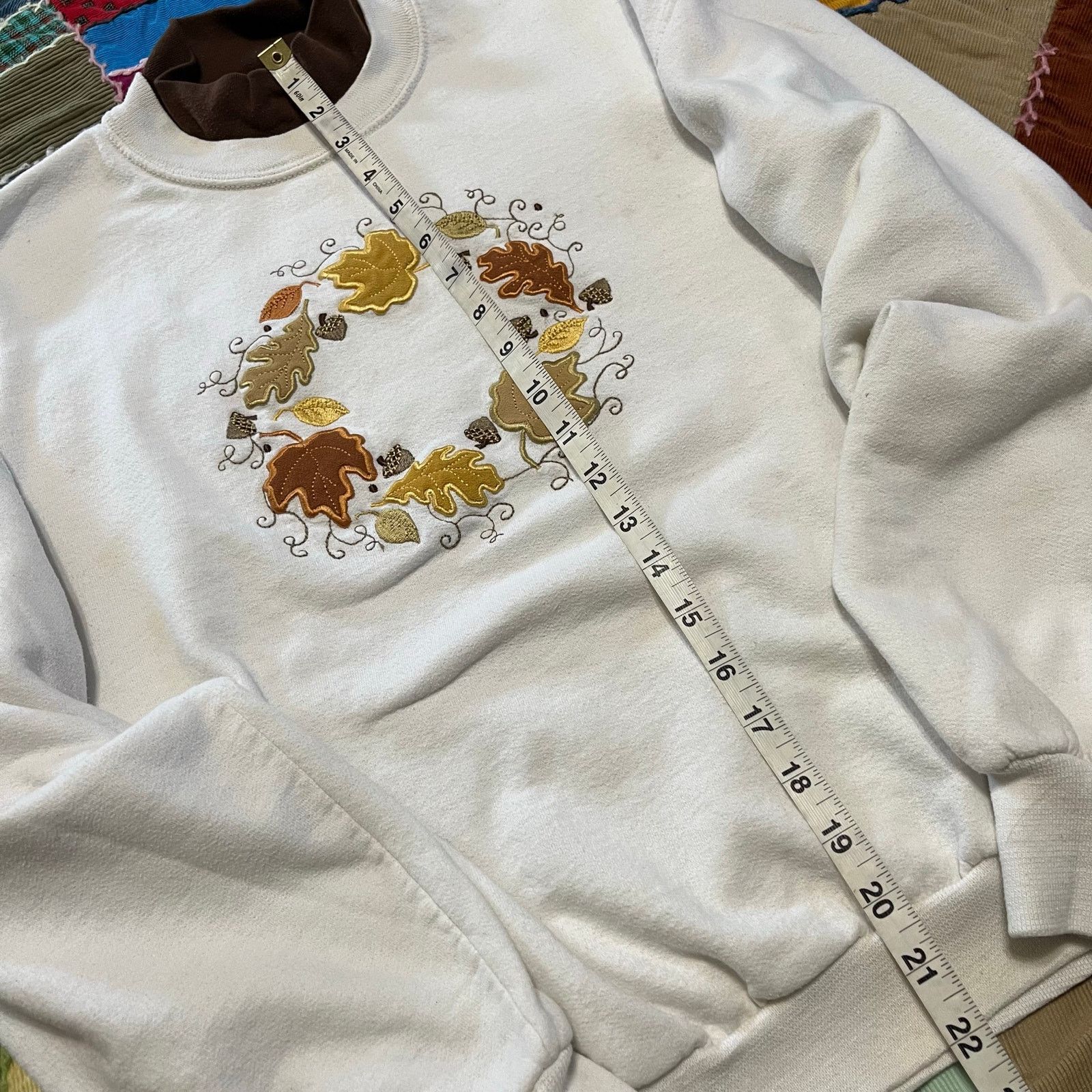 Other Pleasant Shade Autumn Fall Embroidered White Crewneck Large Size L / US 10 / IT 46 - 4 Thumbnail